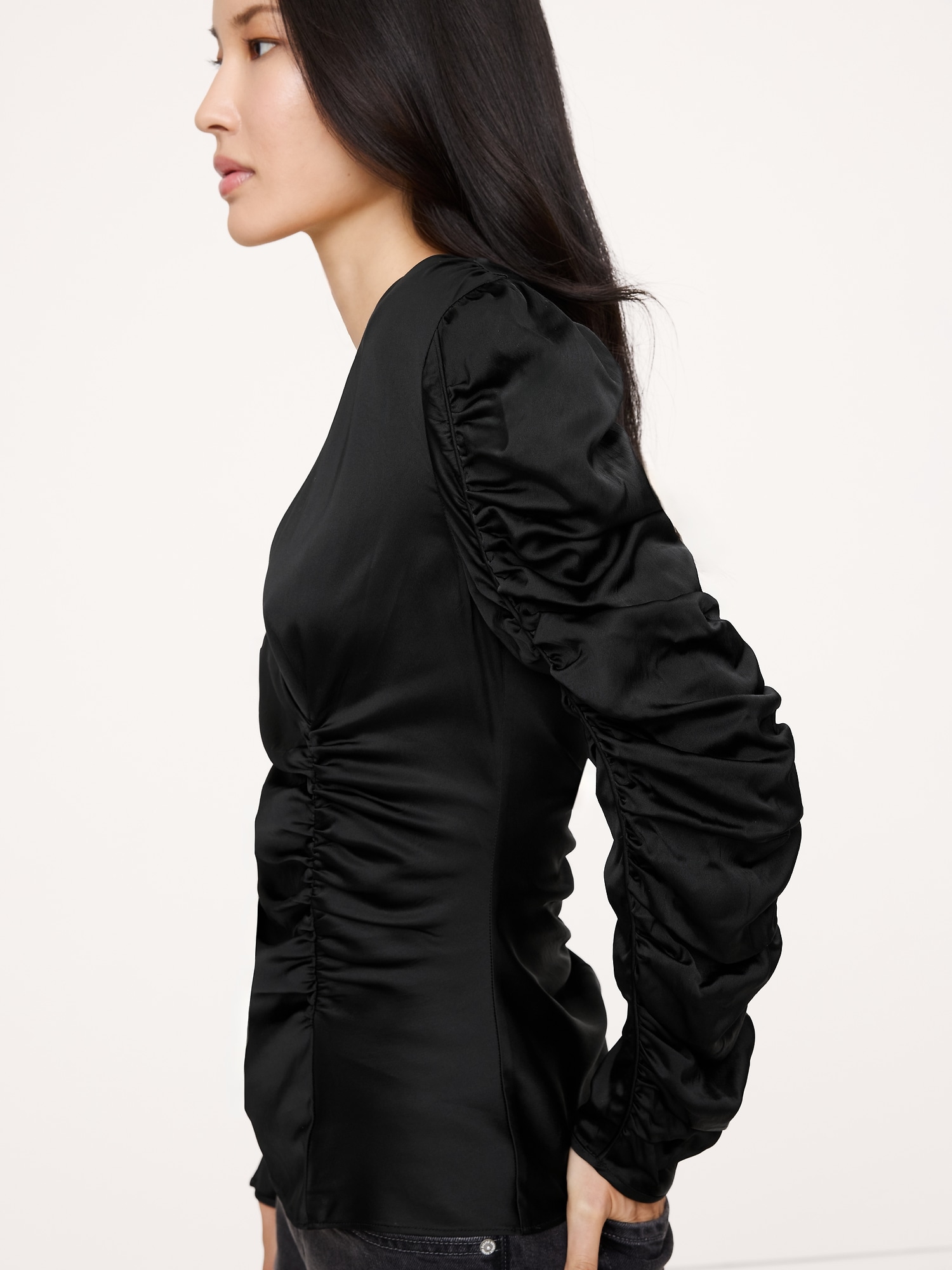 Image number 6 showing, Stretch-Satin Ruched Top