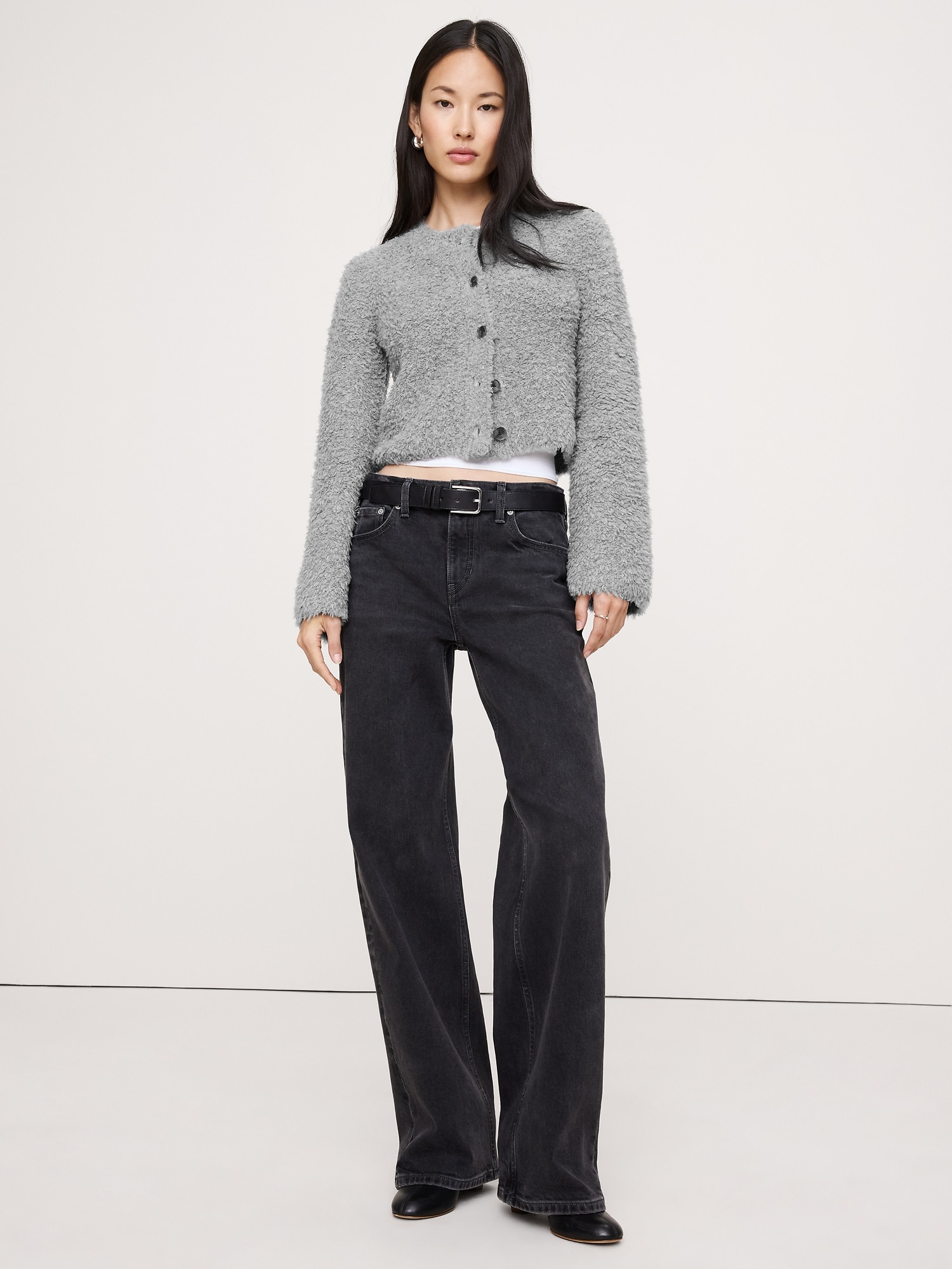 Cardigan en mélange de laine mérinos bouclé