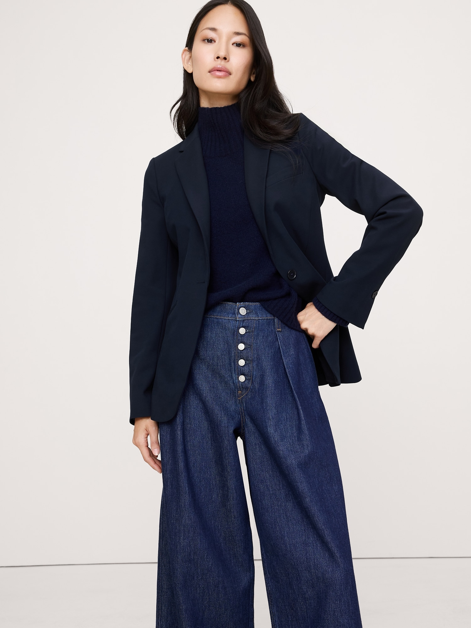 Slim Refined Blazer - Navy Blue
