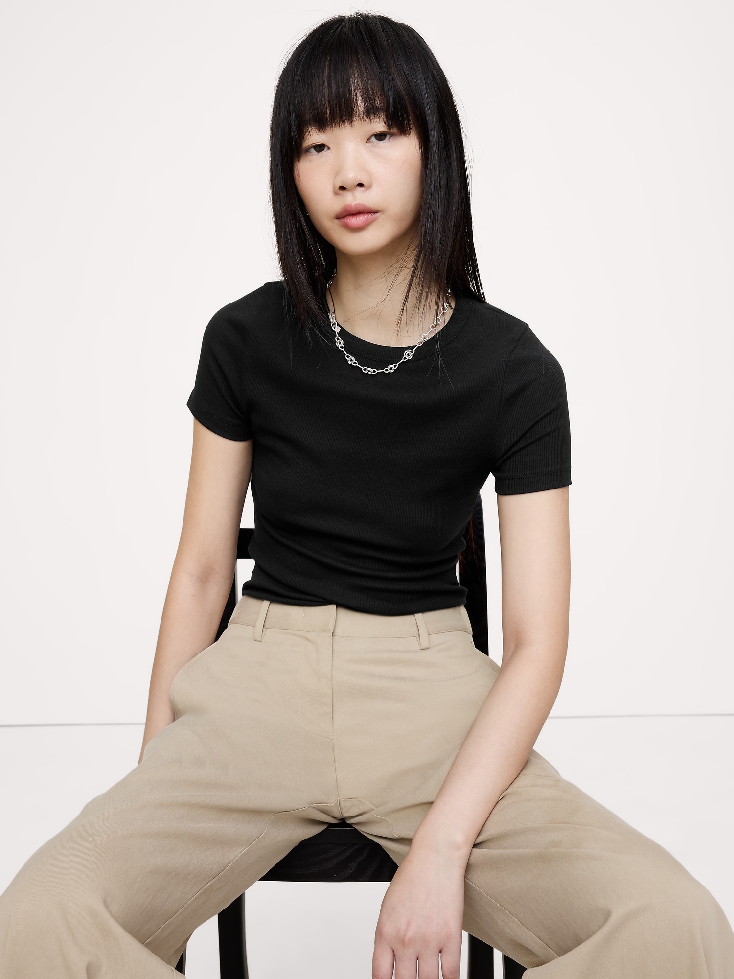 Ribbed Baby T-Shirt - Black