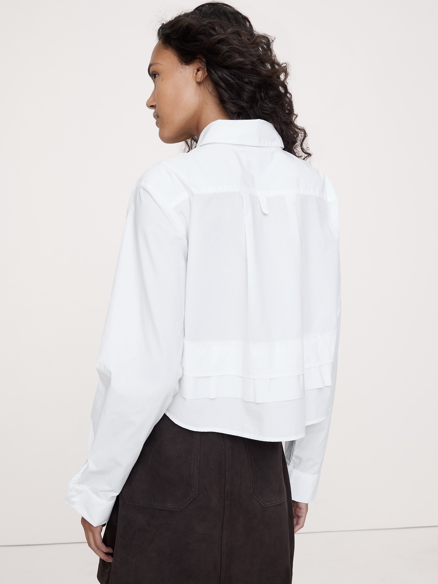 Image number 2 showing, Cotton Poplin Ruffle-Back Shirt