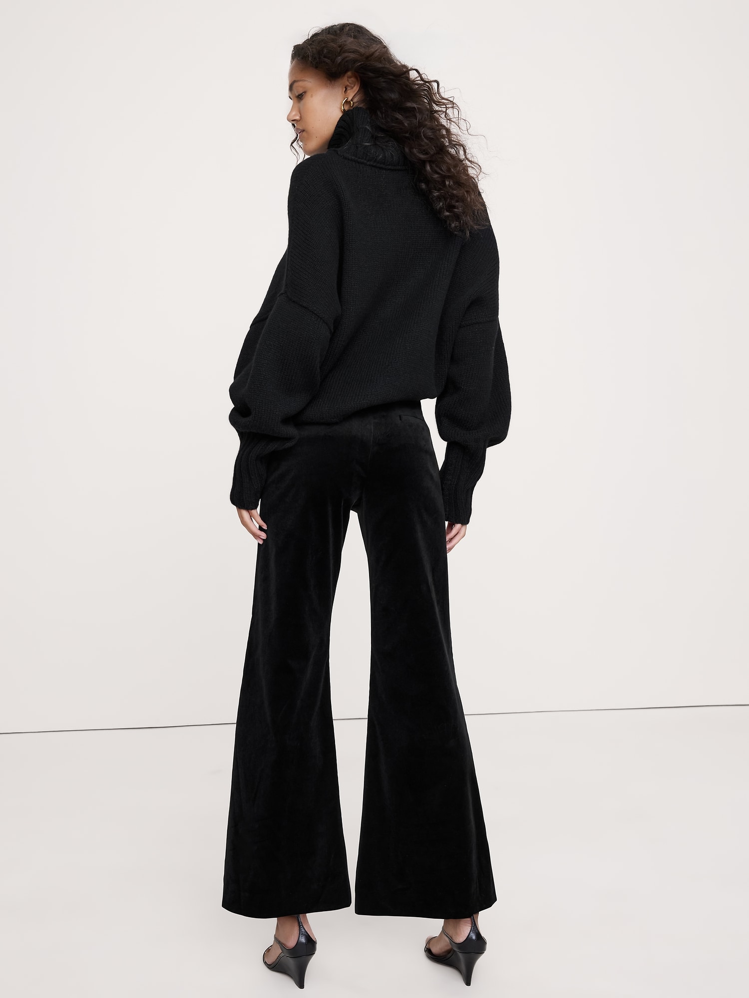 Image number 5 showing, Mid-Rise Flare Velvet Pant