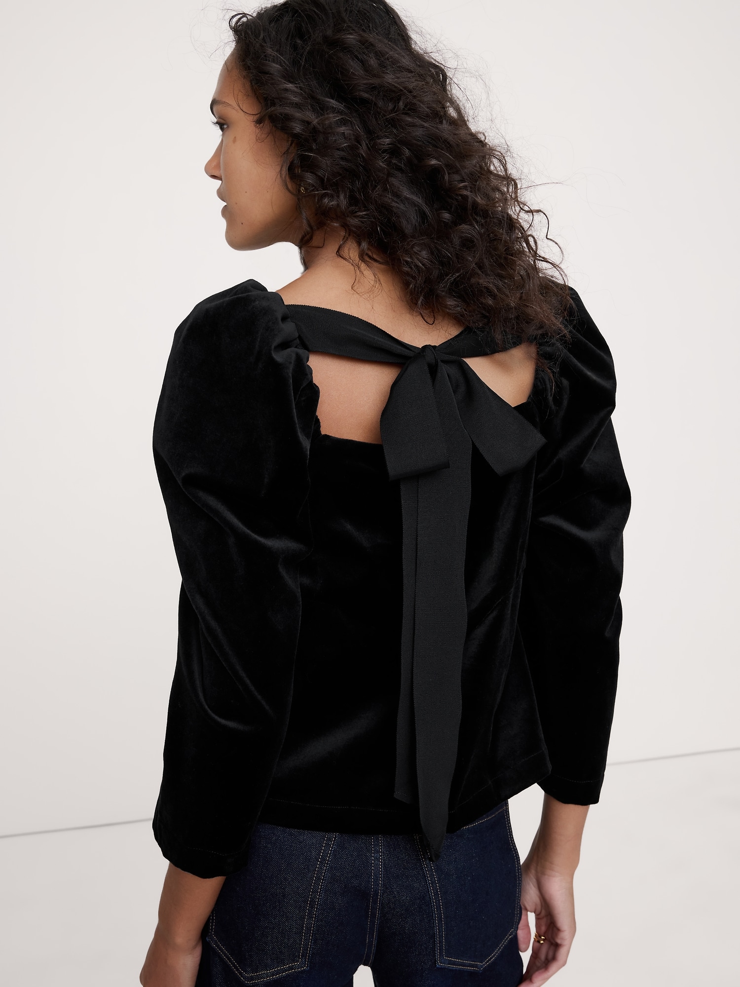 Image number 6 showing, Cotton Velvet Puff-Sleeve Top