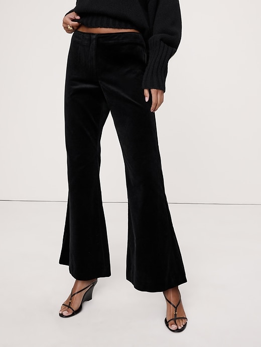 Mid-Rise Flare Velvet Pant | Banana Republic