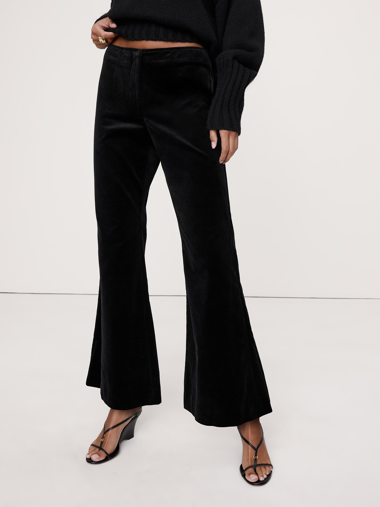 Image number 6 showing, Mid-Rise Flare Velvet Pant