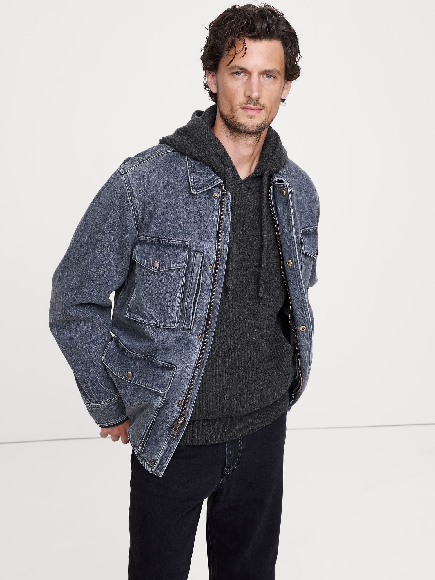 L'image numéro 3 présente Chandail à capuchon en tricot de coton et de laine mérinos