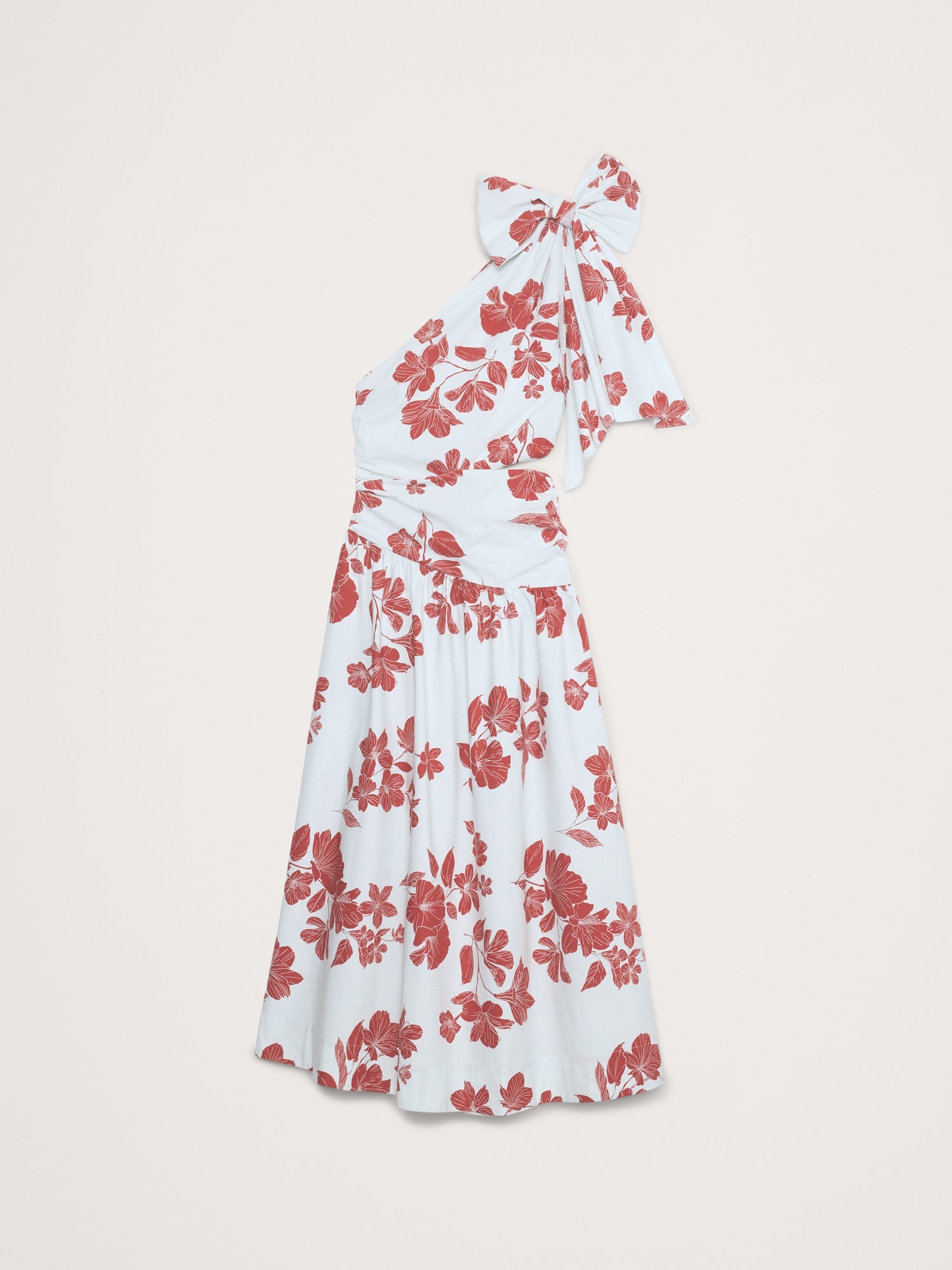 L'image numéro 5 présente Robe longue à une épaule dégagée et à taille basse en popeline de coton extensible