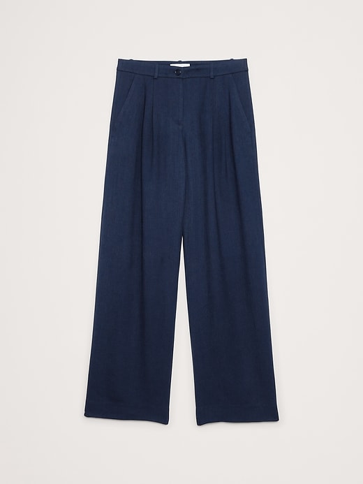 L'image numéro 4 présente Pantalon drapé en sergé à taille mi-basse, à plis et jambe large Soho