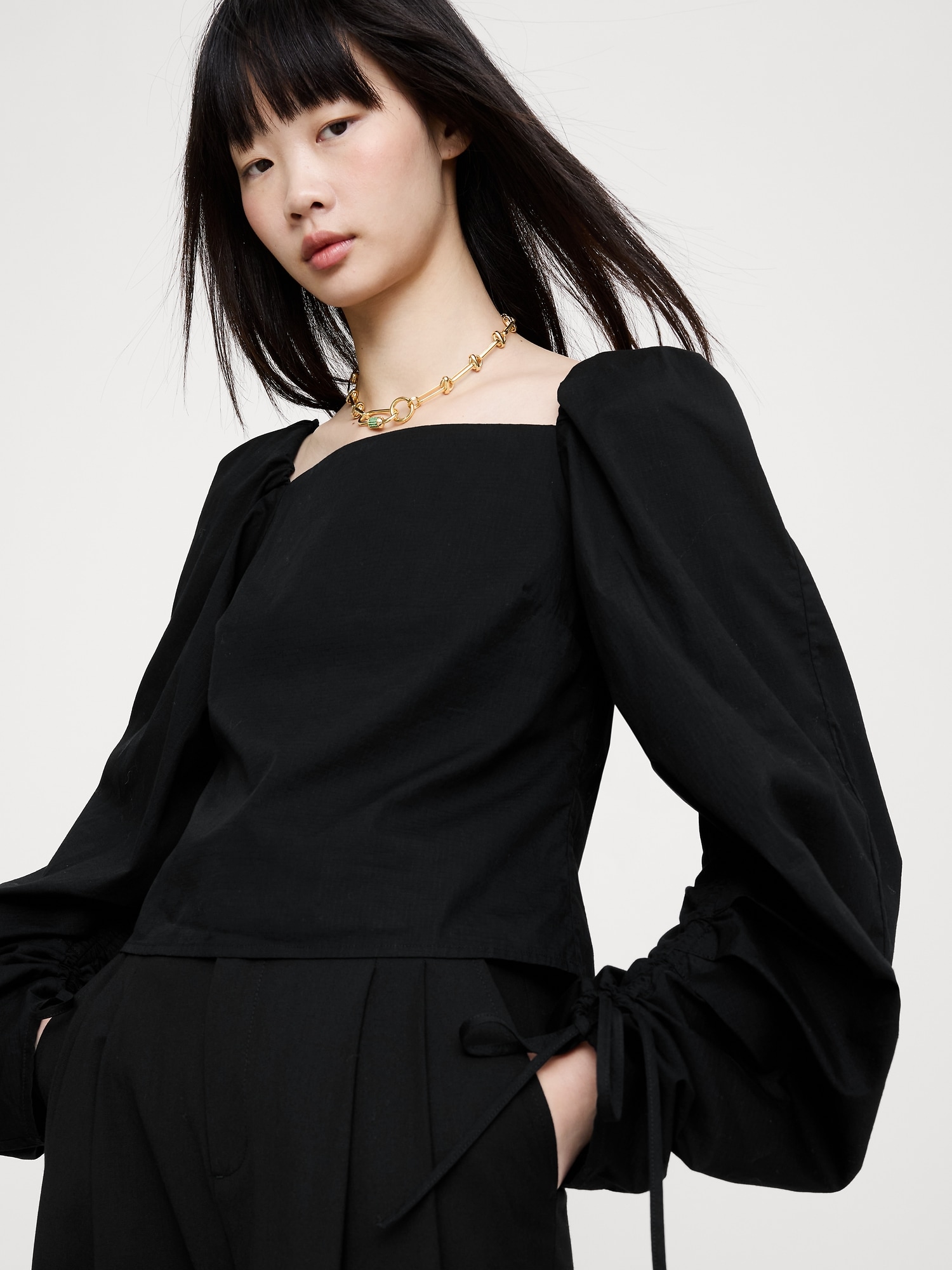 Image number 3 showing, Stretch-Cotton Square-Neck Top