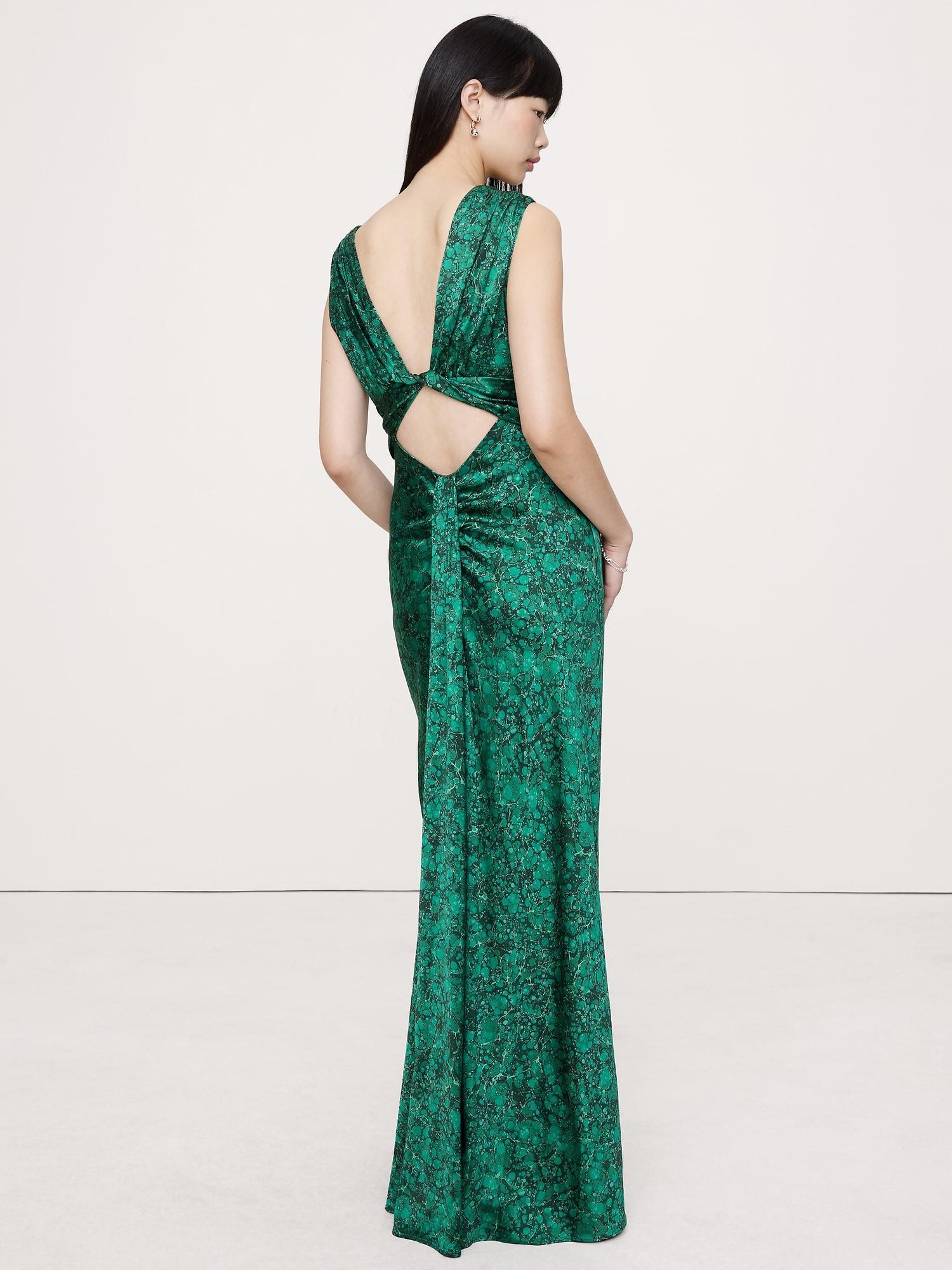 Image number 5 showing, Stretch-Satin Twisted Open-Back Maxi Dress