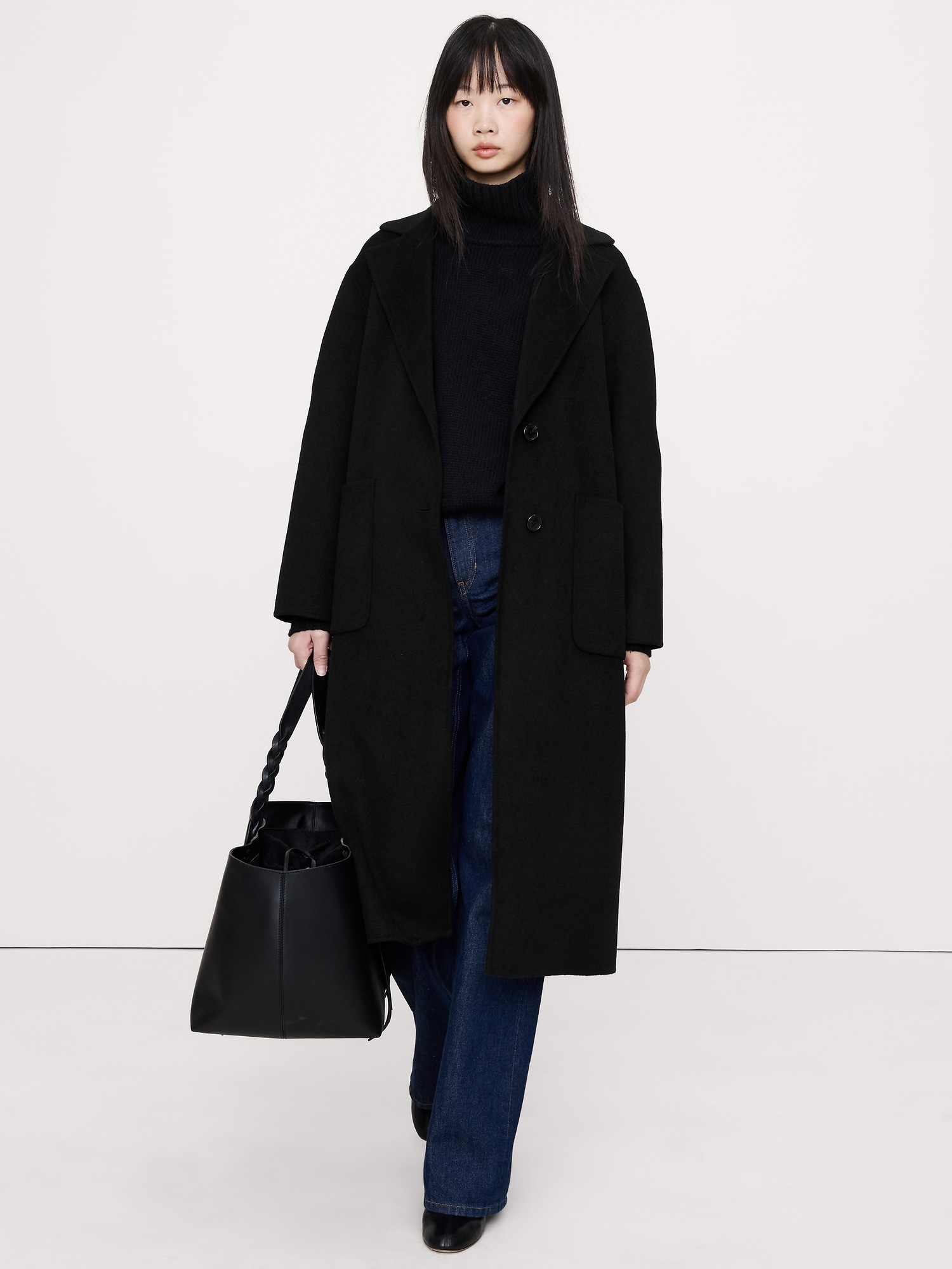 Double-Faced Top Coat - Black