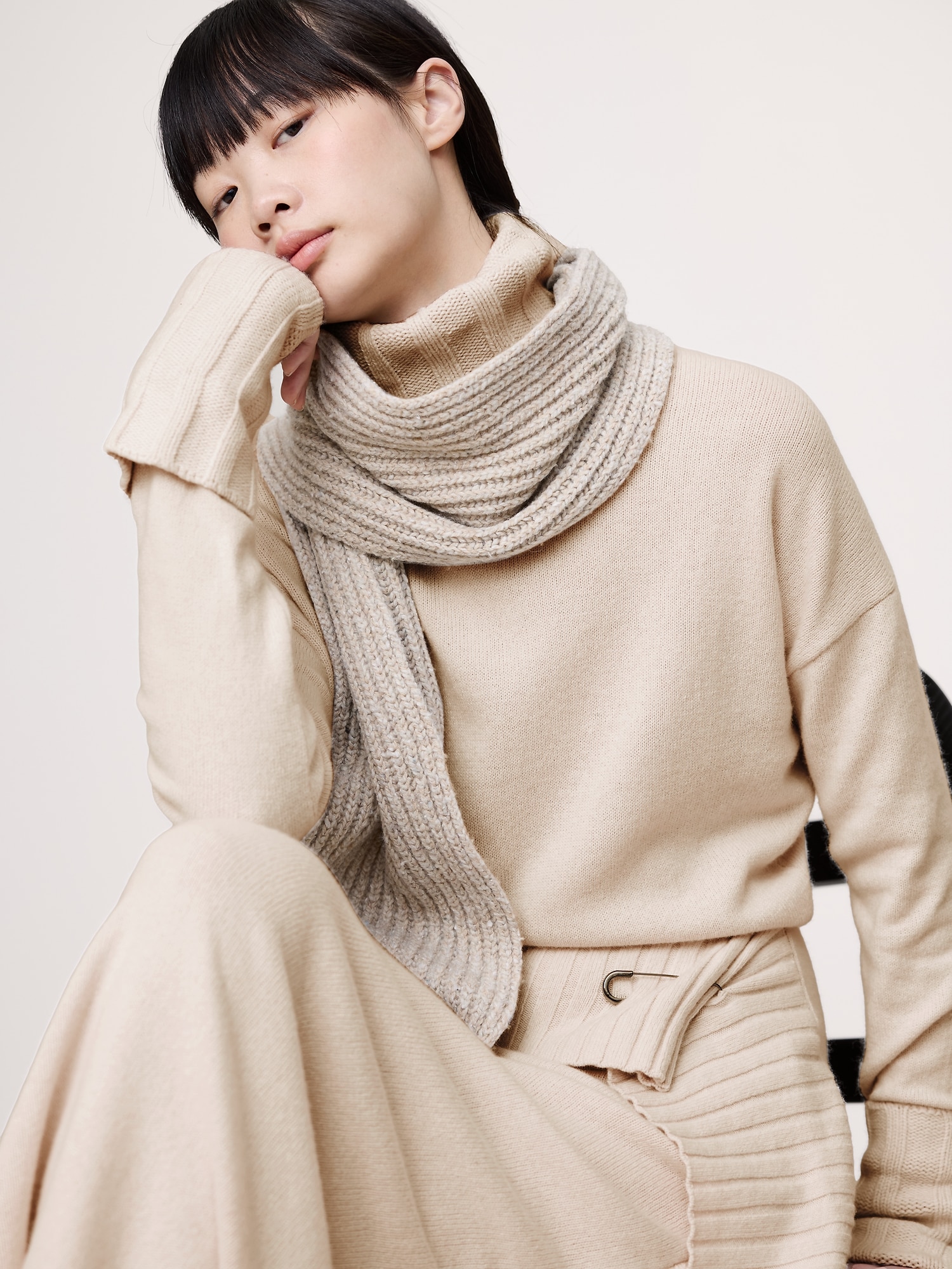 L'image numéro 3 présente Robe chandail longue en laine mérinos et coton