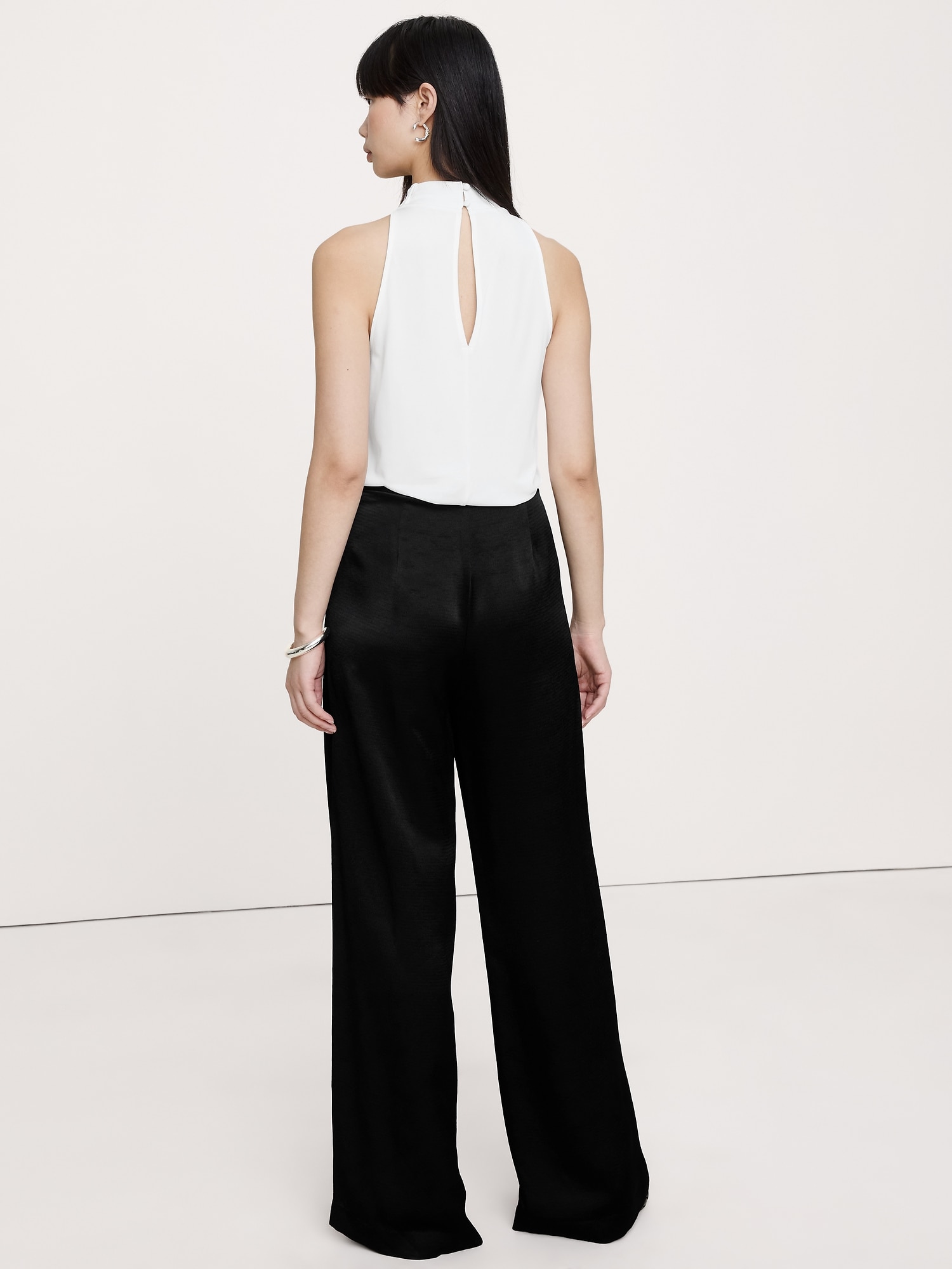 Image number 6 showing, High-Rise Wide-Leg Hammered Satin Palazzo Pant