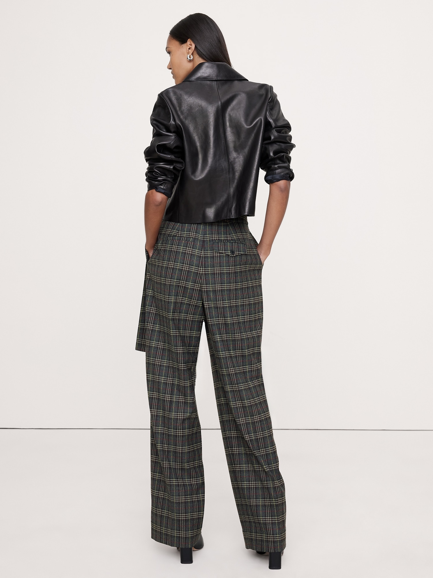 Image number 3 showing, High-Rise Straight Crossover Flannel Pant