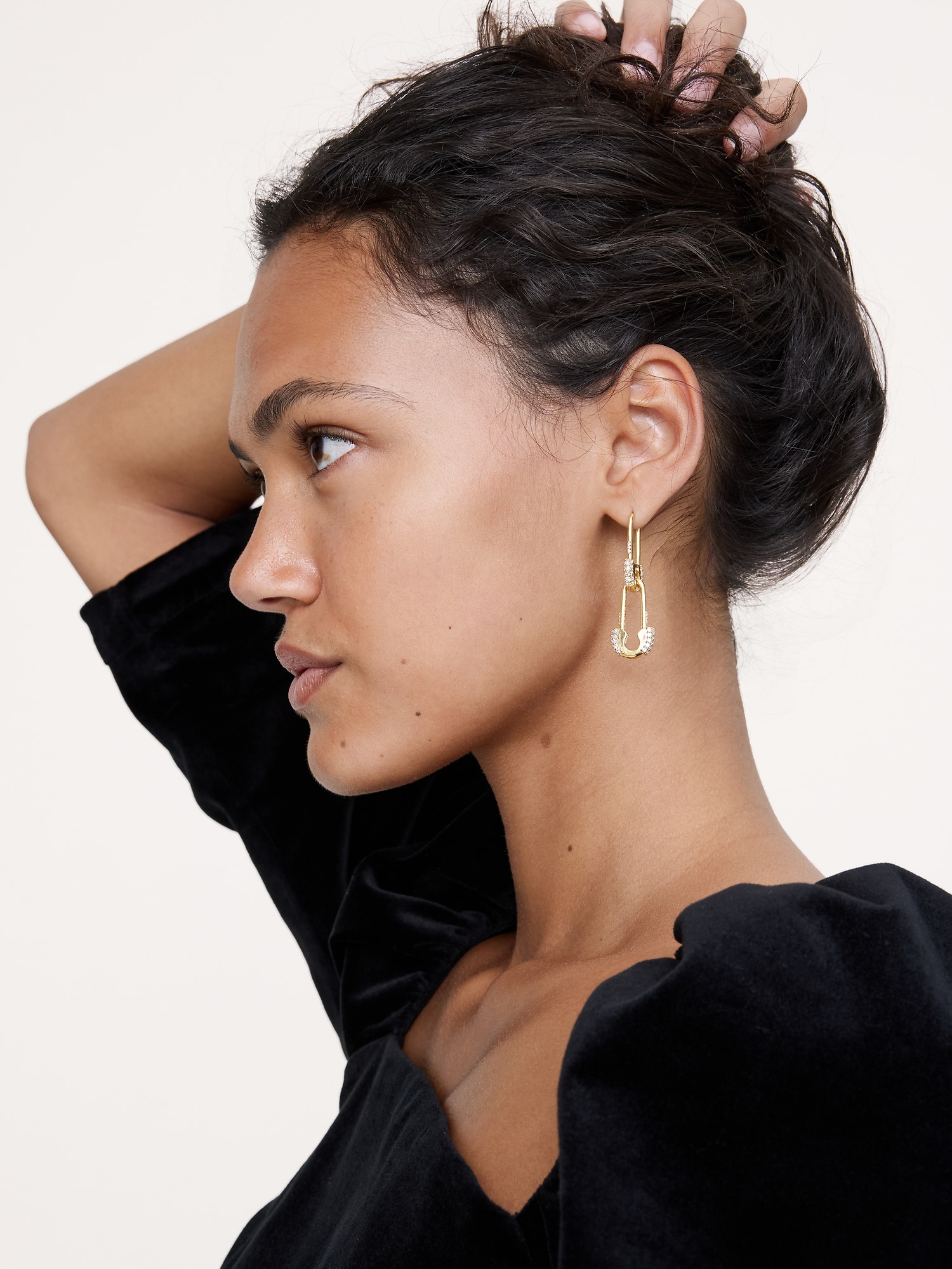 Rhinestone Safety Pin Earrings