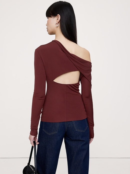 Matte Jersey Twisted Long-Sleeve Top | Banana Republic