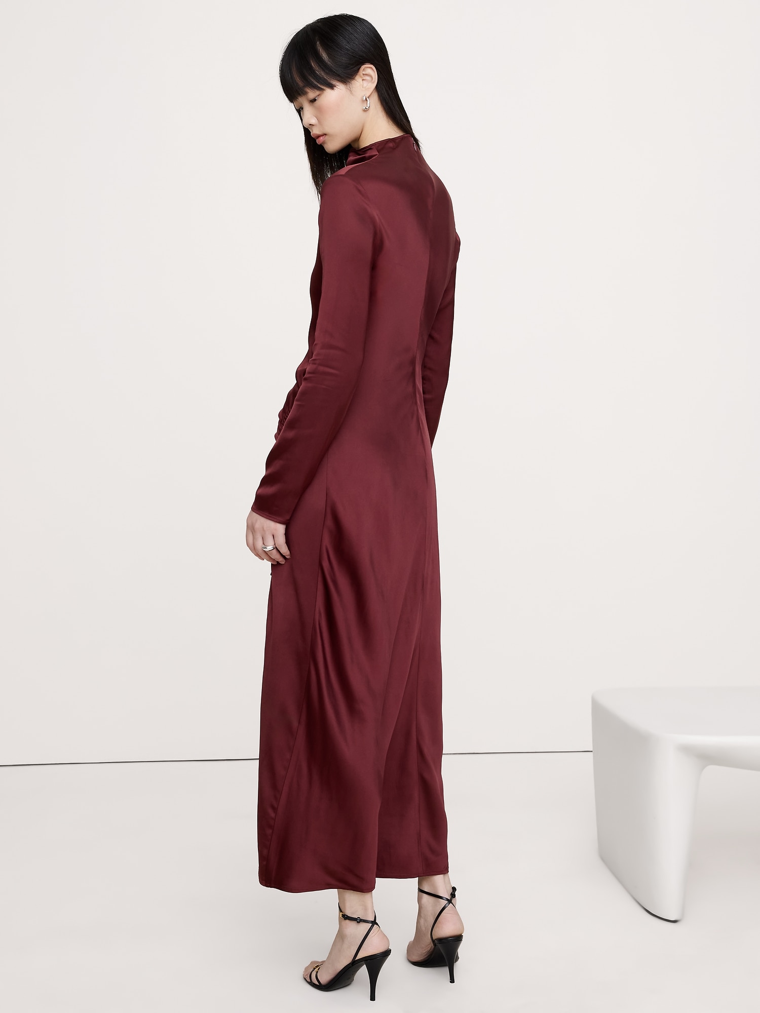 Image number 2 showing, Stretch-Satin Ruched Maxi Dress