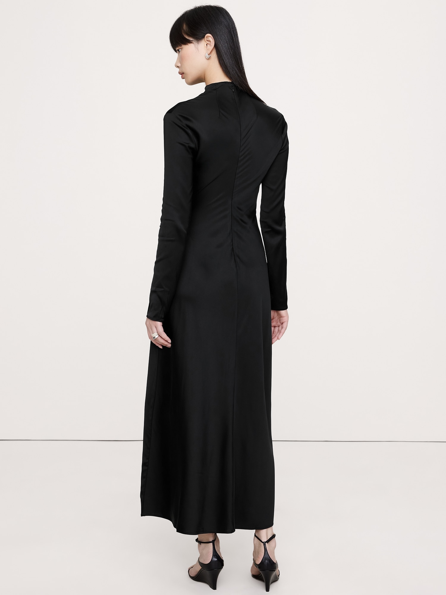 Image number 4 showing, Stretch-Satin Ruched Maxi Dress