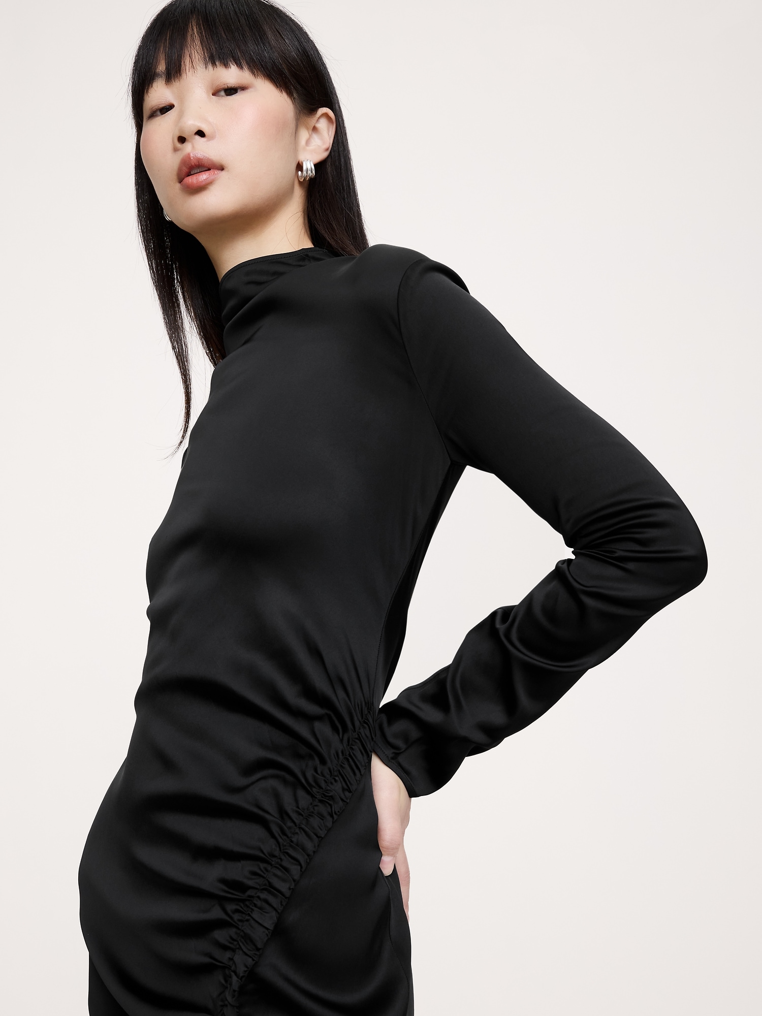Image number 5 showing, Stretch-Satin Ruched Maxi Dress