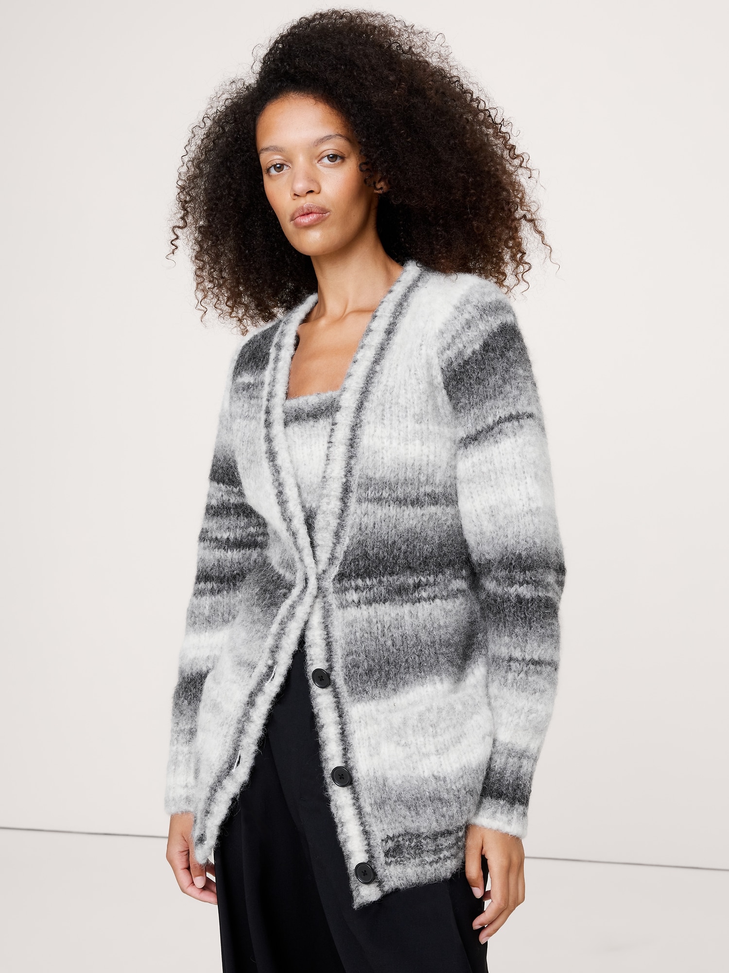 Italian Alpaca-Blend Cardigan - Gray Novelty