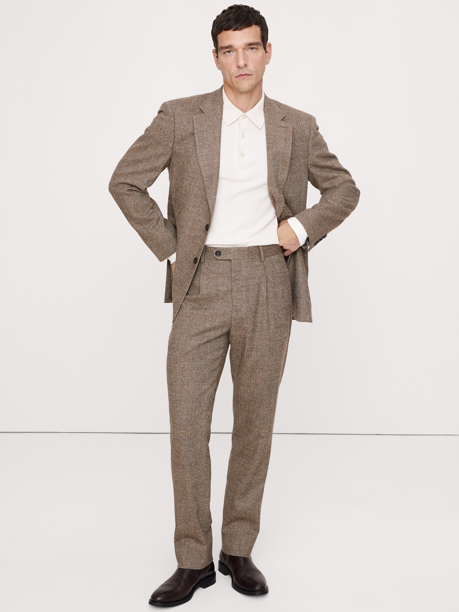 Pantalon de complet en mélange de laine italien