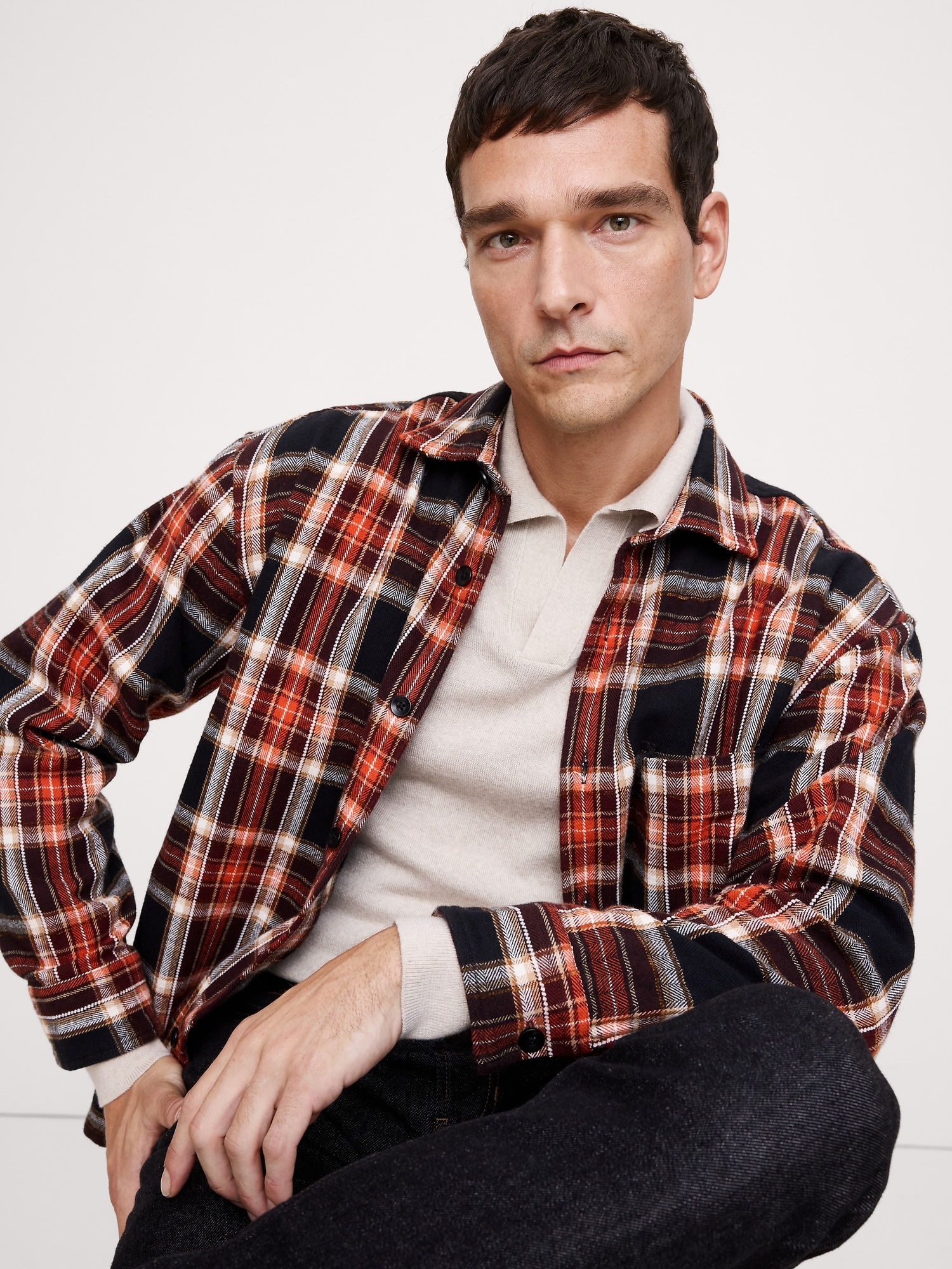 Image number 1 showing, Relaxed-Fit Flannel & Chenille Overshirt