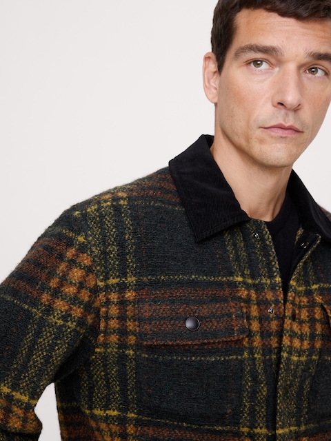 VESTE DE CAMIONNEUR EN TRICOT BOUCLÉ À CARREAUX