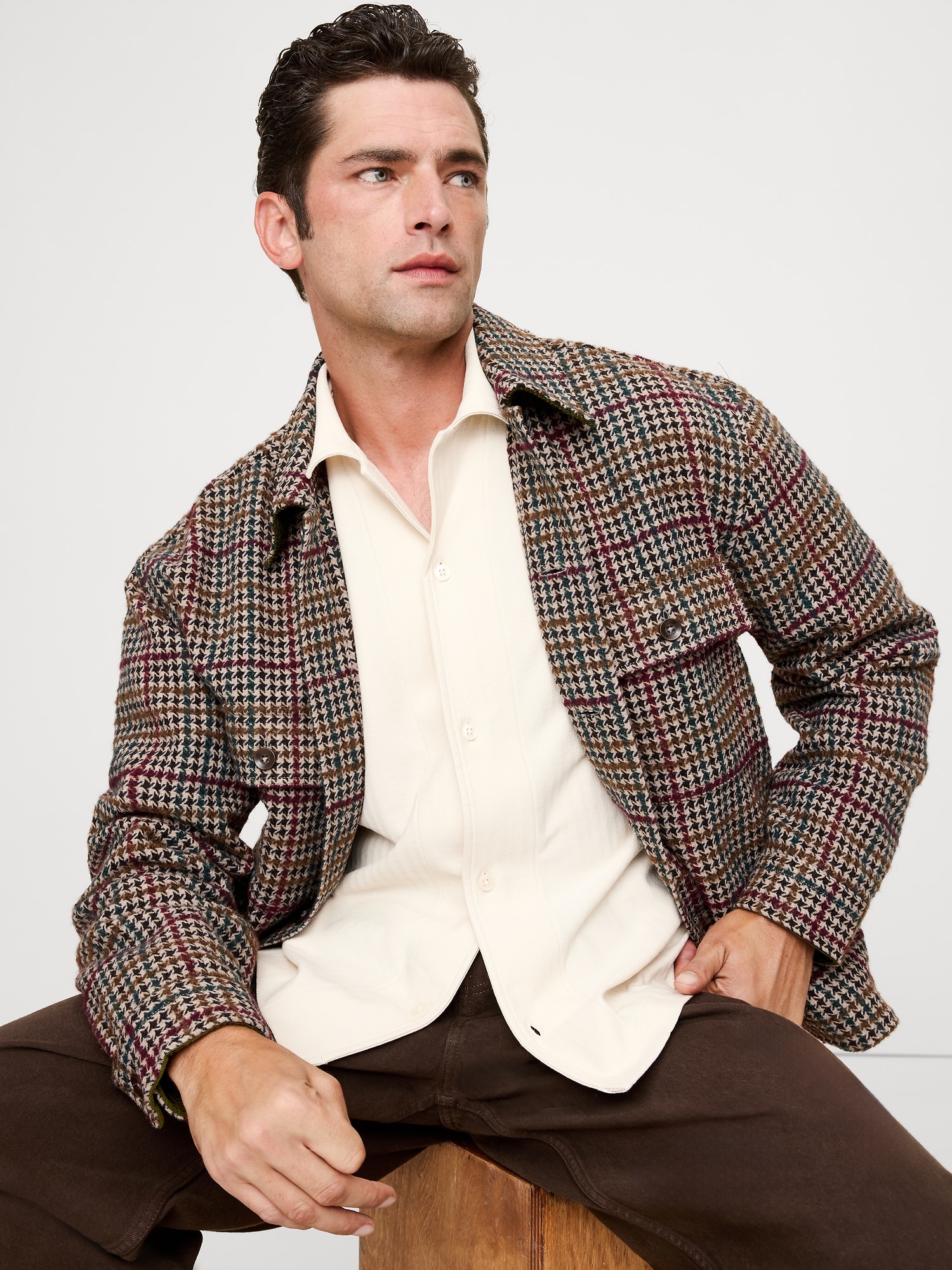 Image number 3 showing, Herringbone Cotton Long-Sleeve Resort Shirt