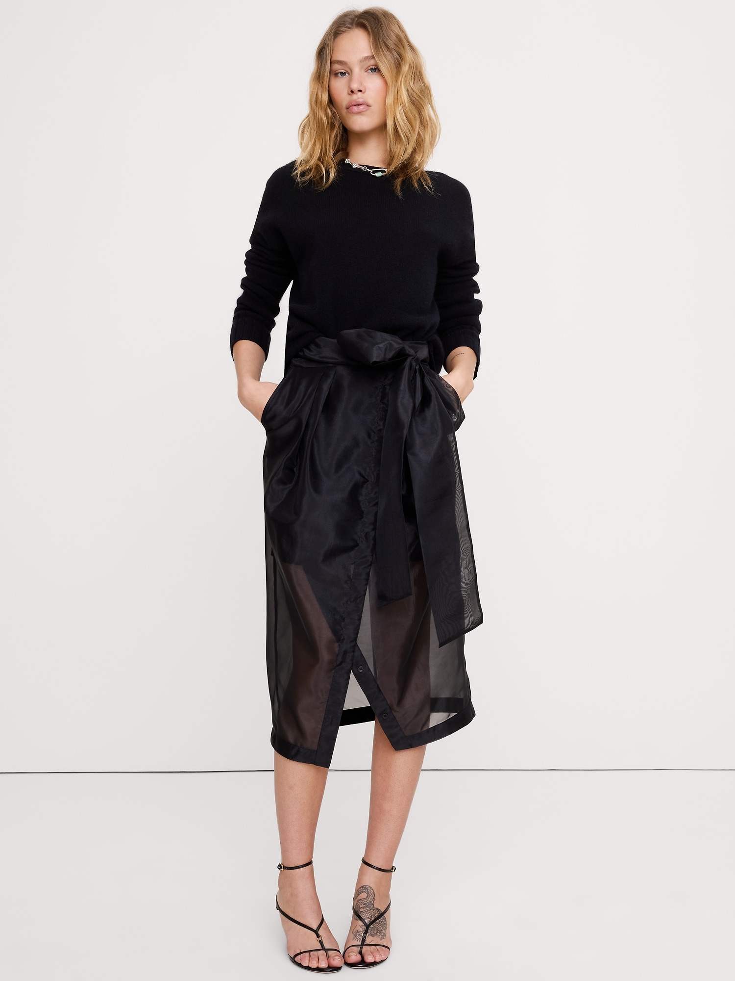 Image number 1 showing, Organza Midi Wrap Skirt