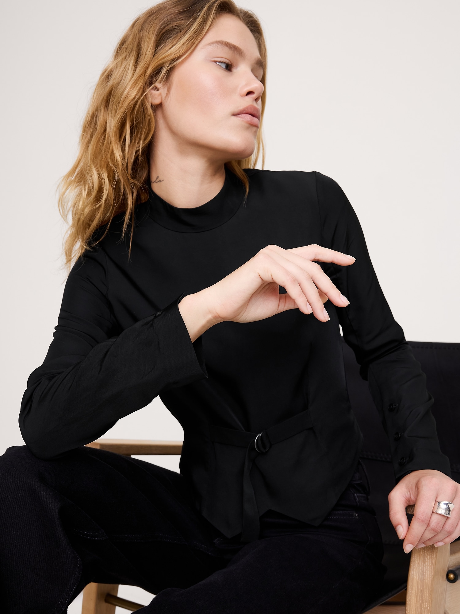 Image number 4 showing, Drapey Mock-Neck Top