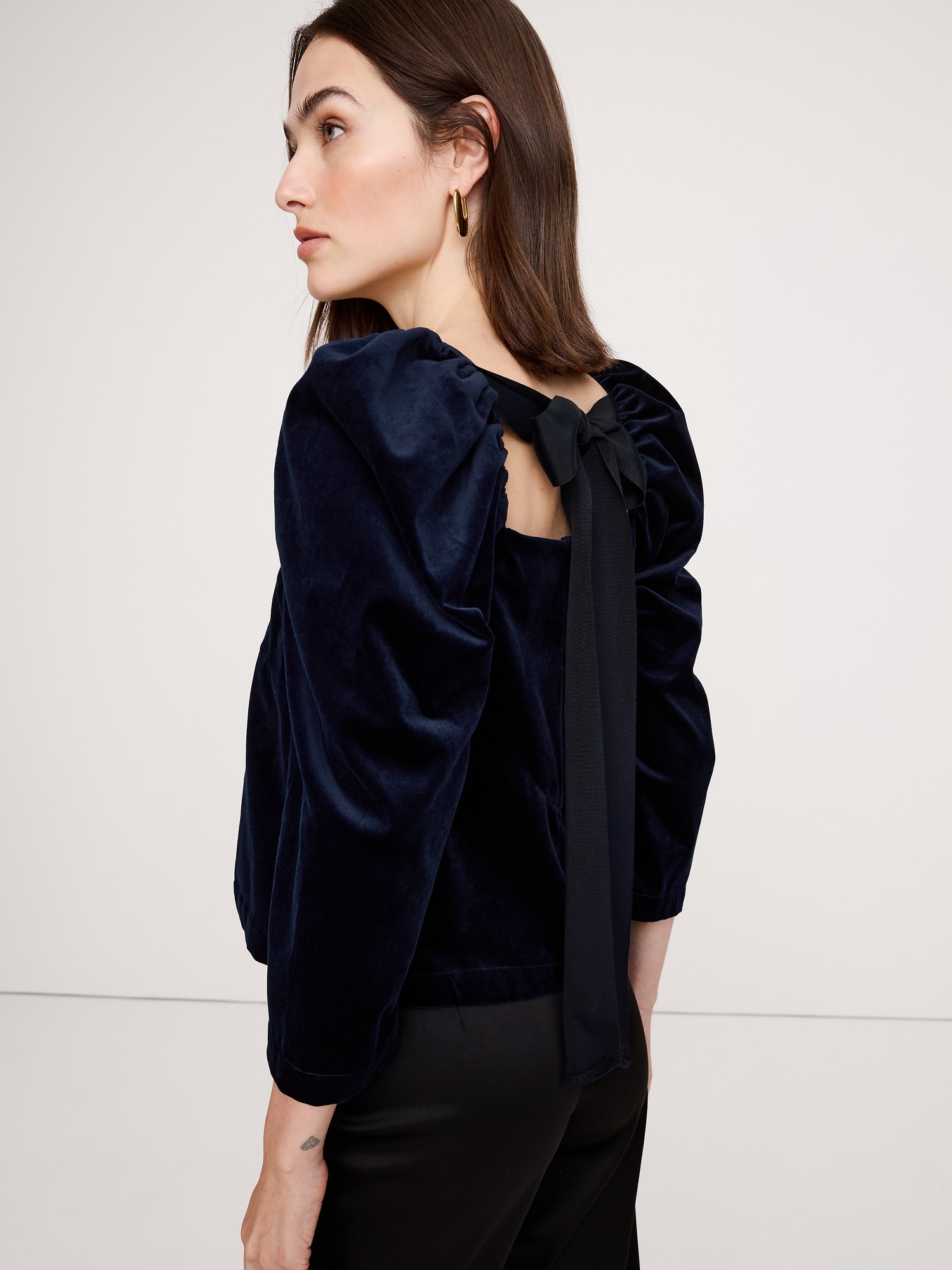 Image number 3 showing, Cotton Velvet Puff-Sleeve Top