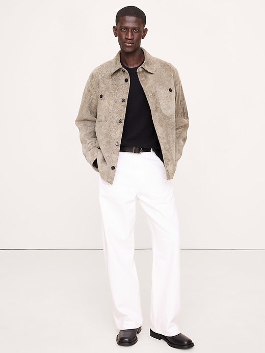 Relaxed Textured Suede Shirt Jacket | Banana Republic