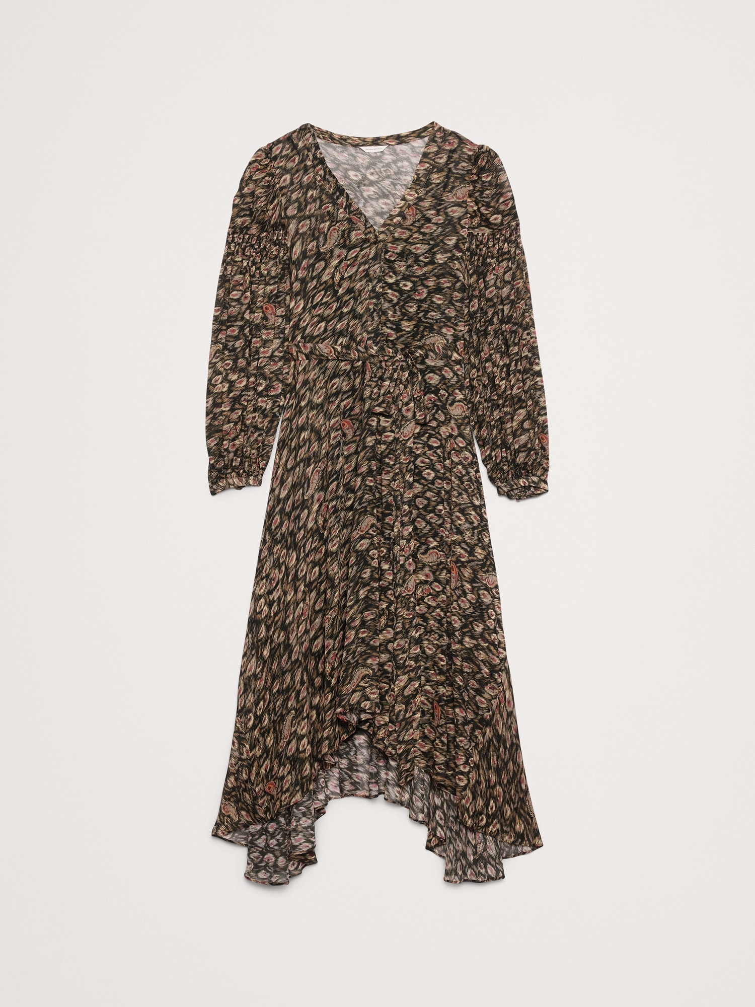 L'image numéro 4 présente Robe longue à manches bouffantes en crêpe georgette