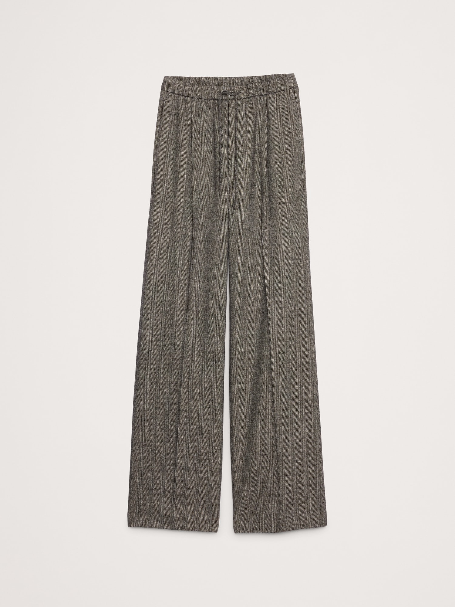 Image number 4 showing, Mid-Rise Wide-Leg Flannel Drawstring Pant