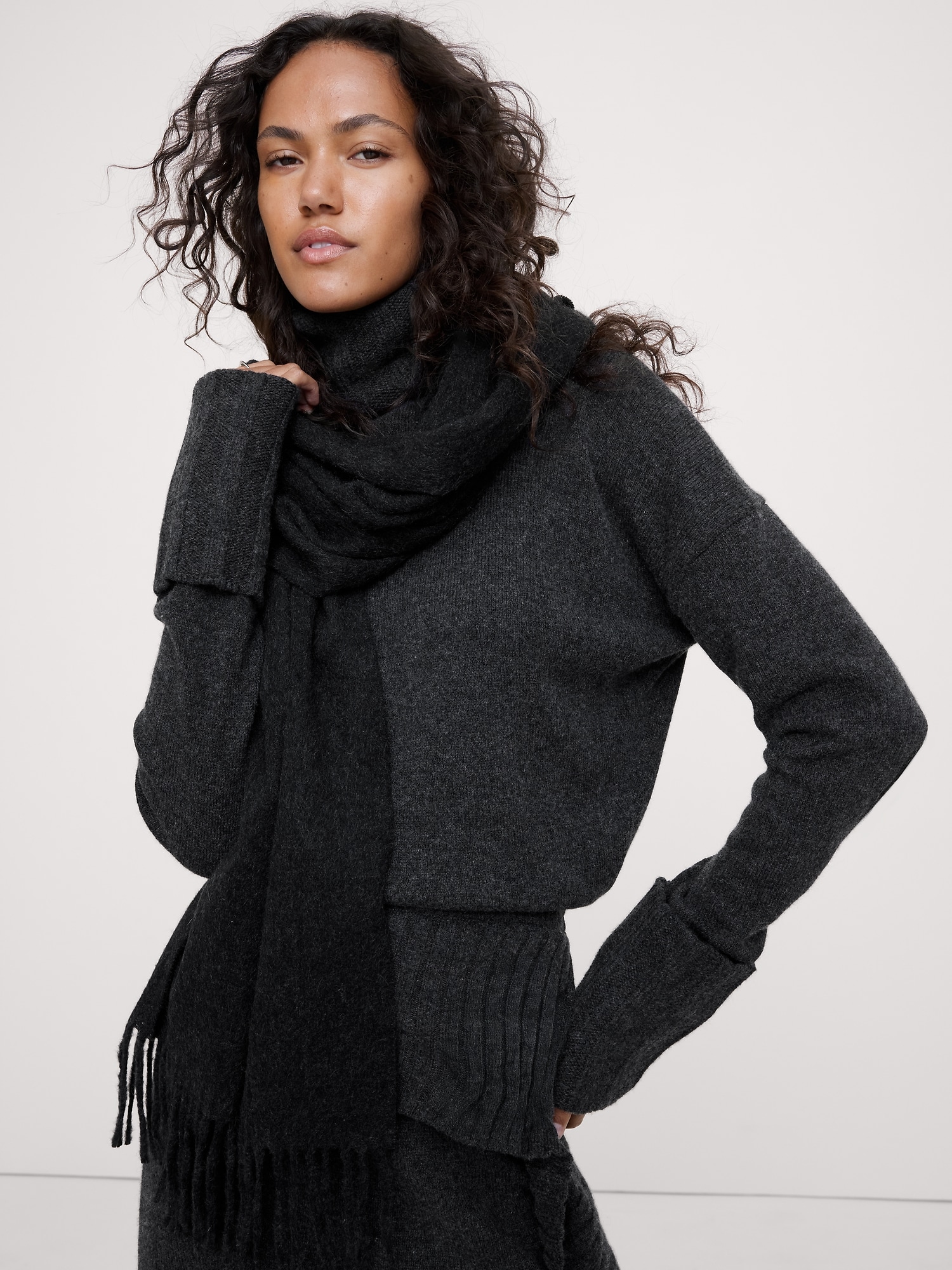 Brushed Alpaca-Wool Blend Scarf