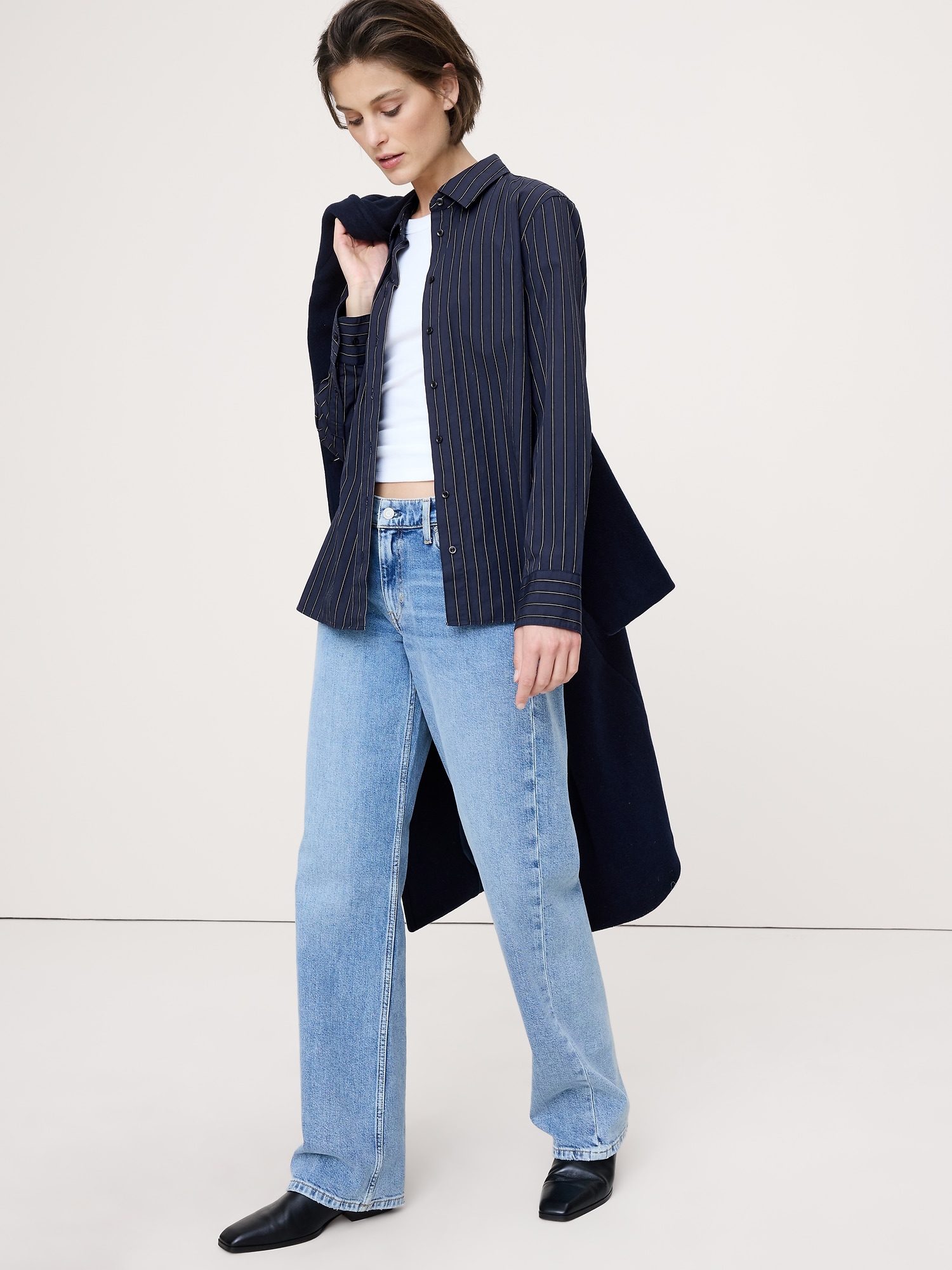 La chemise de tous les jours - Rayures Multiples Bleu Marine