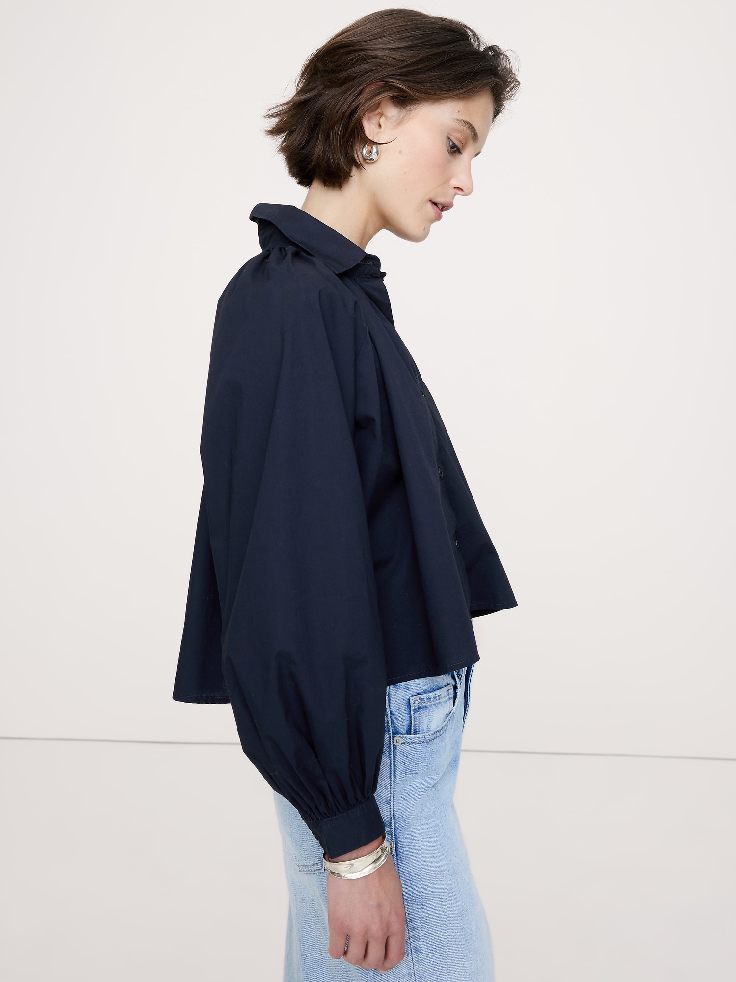 Image number 6 showing, Cotton Poplin Balloon-Sleeve Shirt