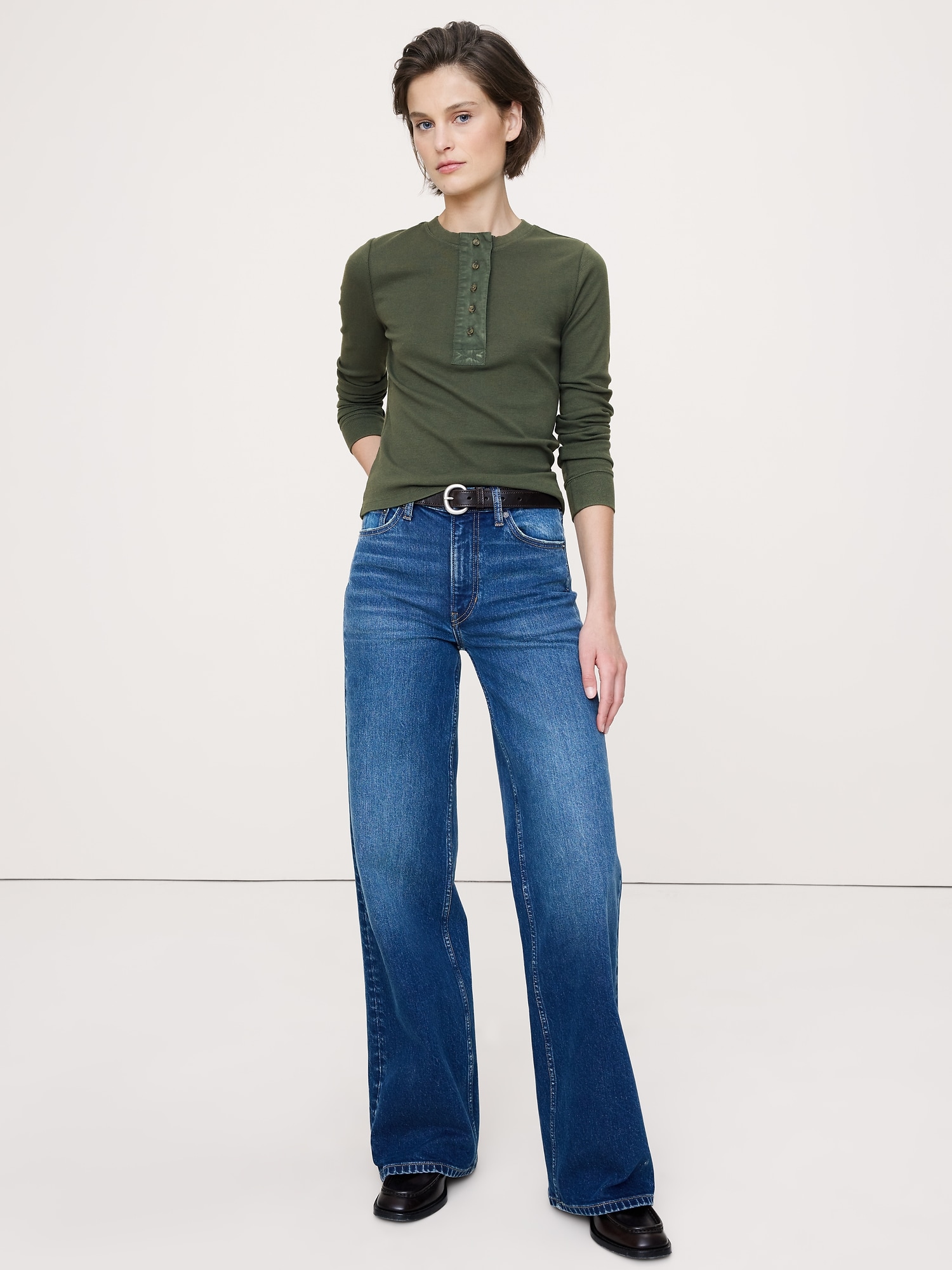 Ribbed Henley T-Shirt