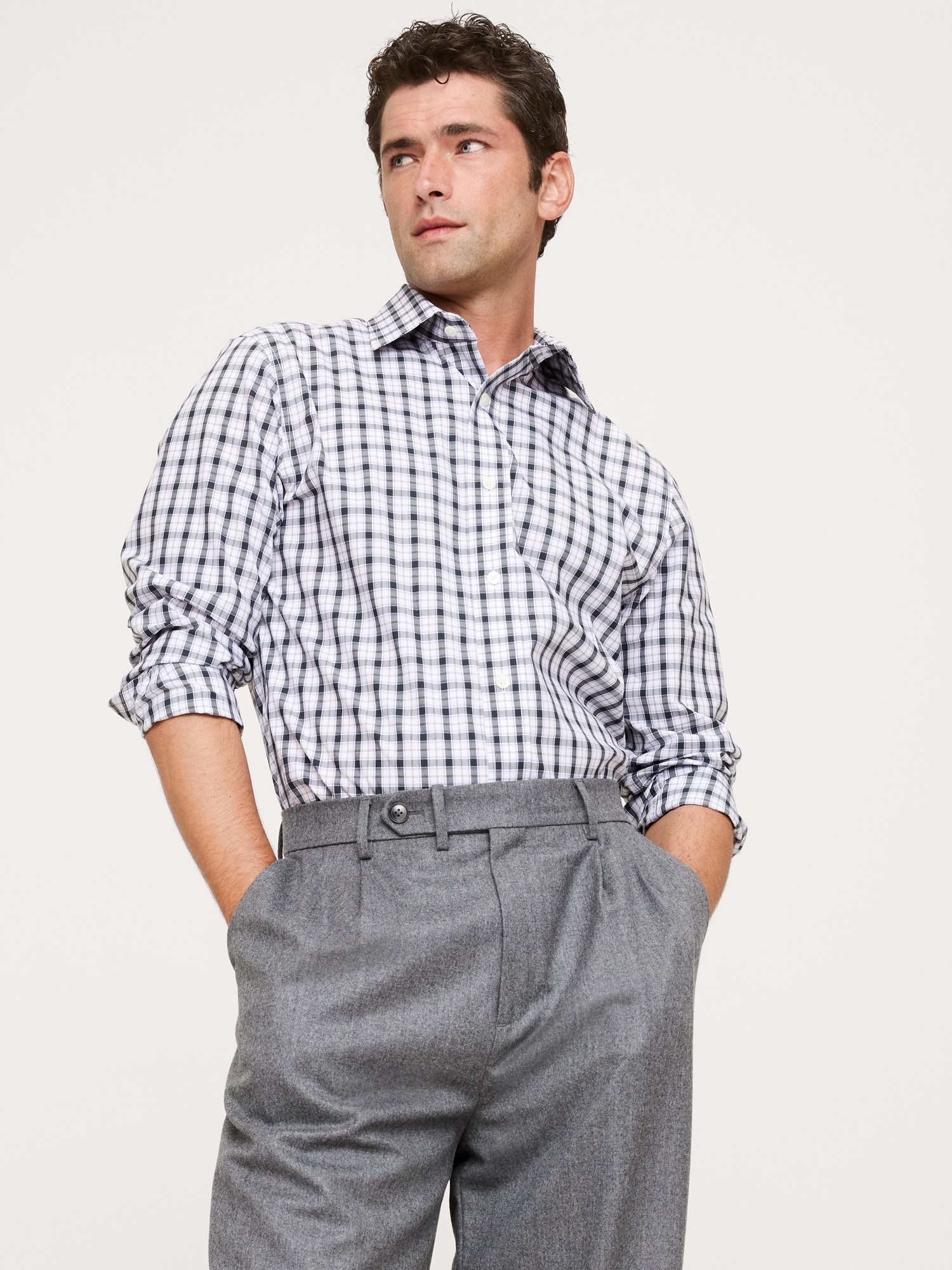 Chemise standard habillée infroissable - Lilas/Gris