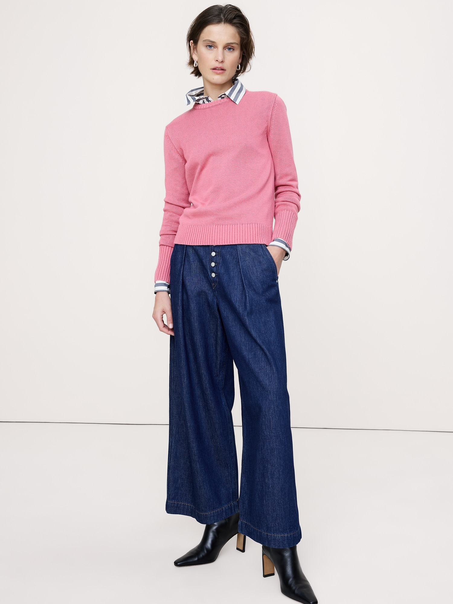 Image number 1 showing, Cotton-Silk Crew-Neck Sweater