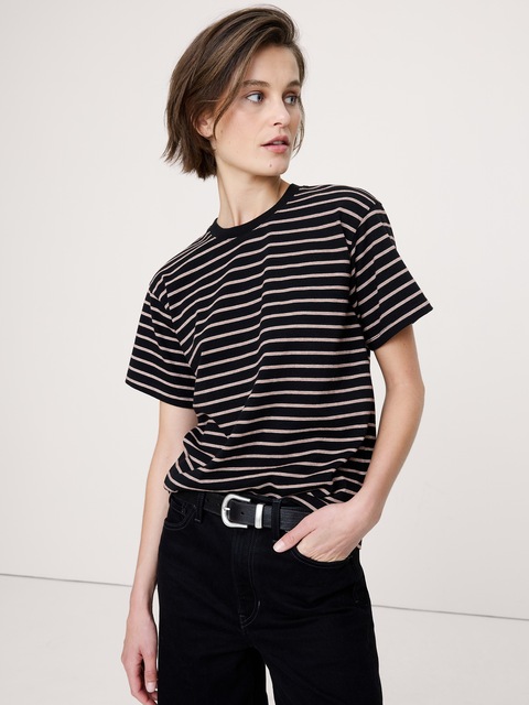 T-SHIRT EN COTON, COUPE BOYFRIEND RÉTRO