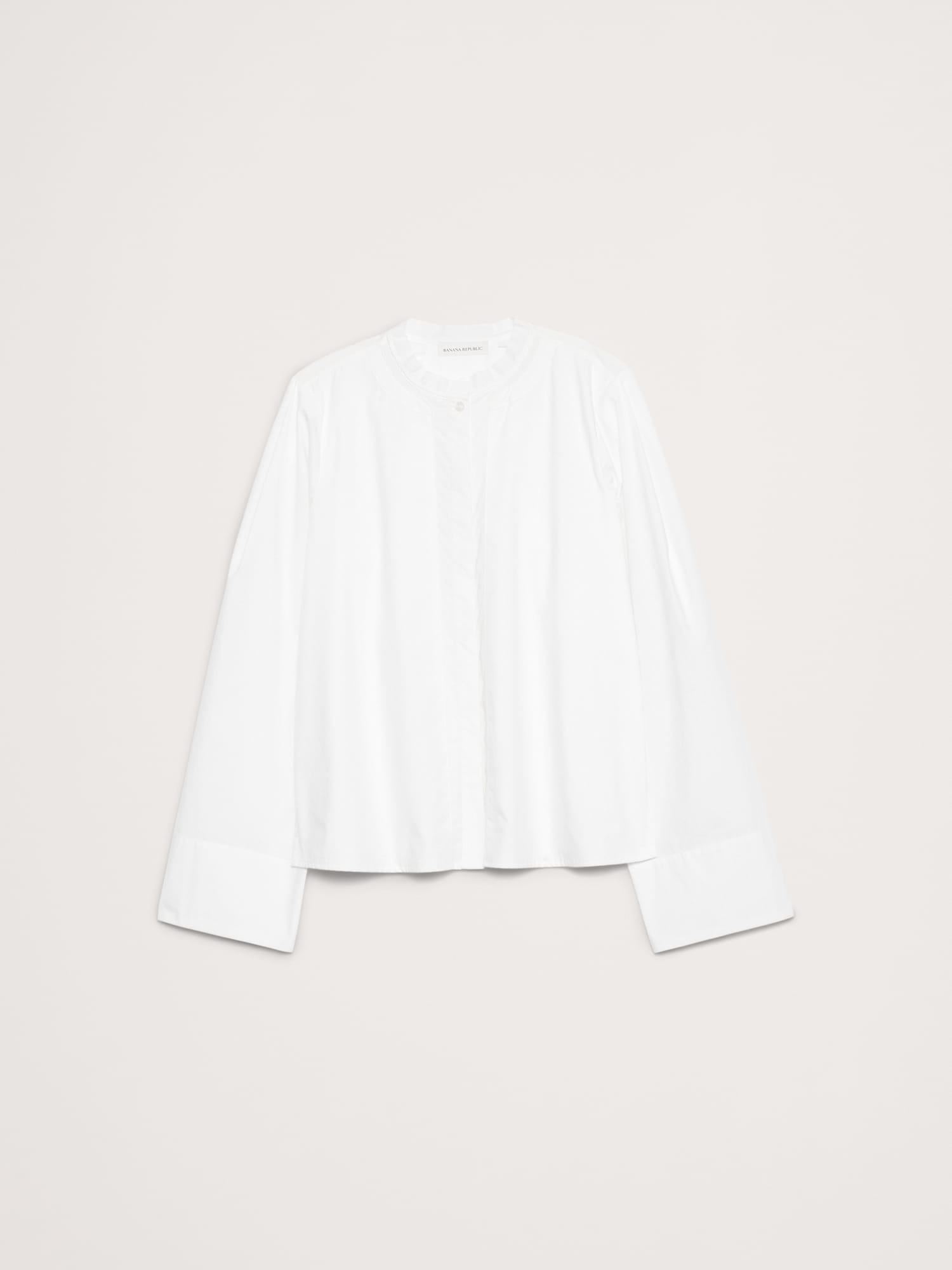 Image number 7 showing, Cotton Poplin Banded-Collar Top