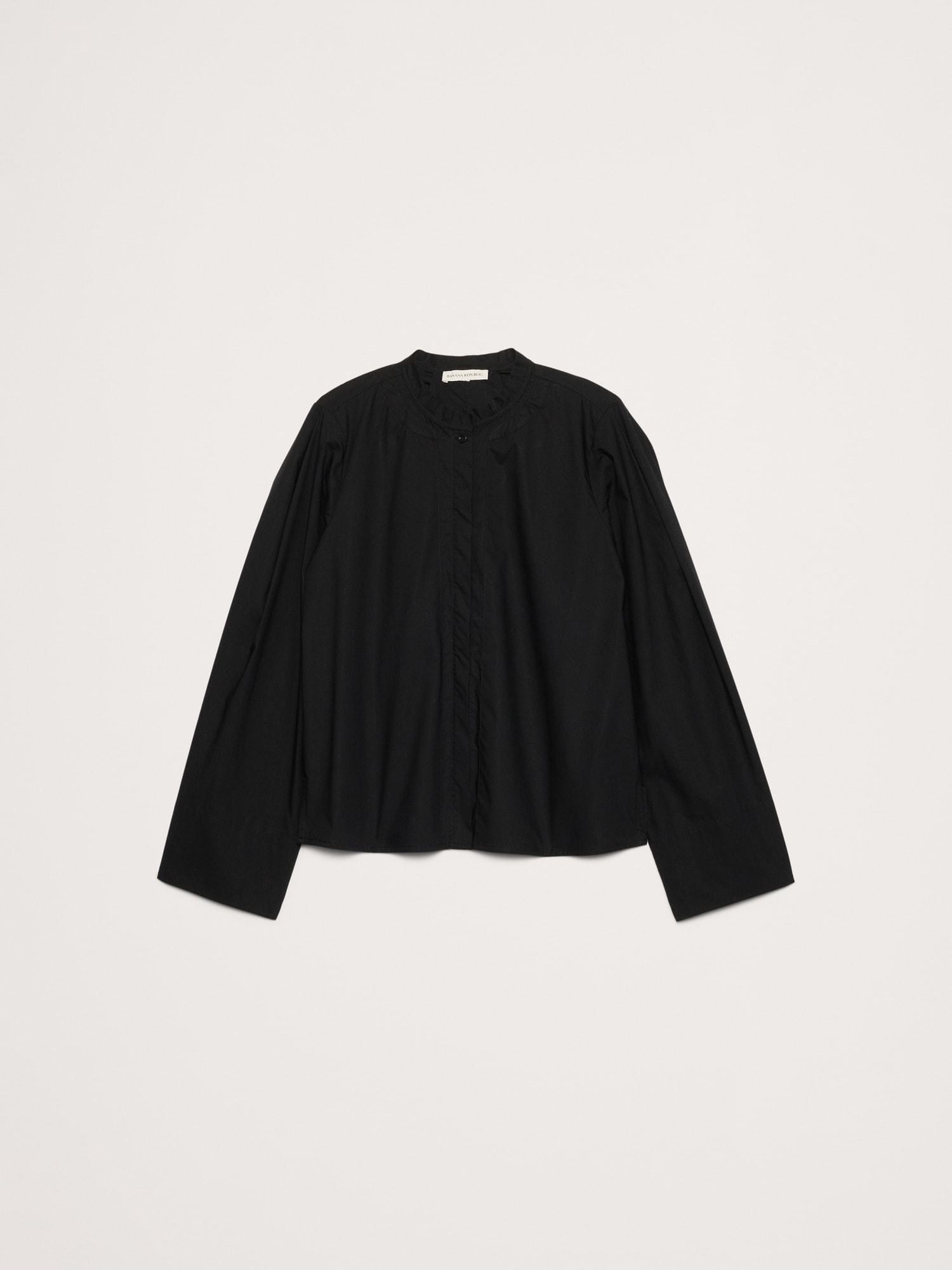 Image number 4 showing, Cotton Poplin Banded-Collar Top