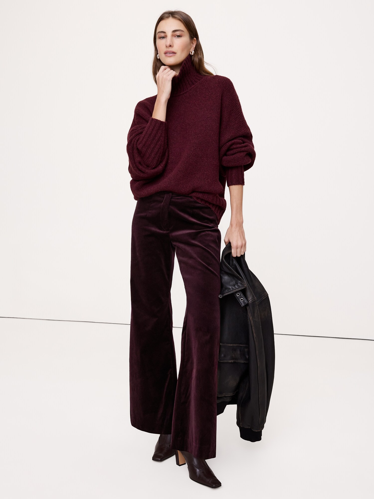 Image number 1 showing, Mid-Rise Flare Velvet Pant