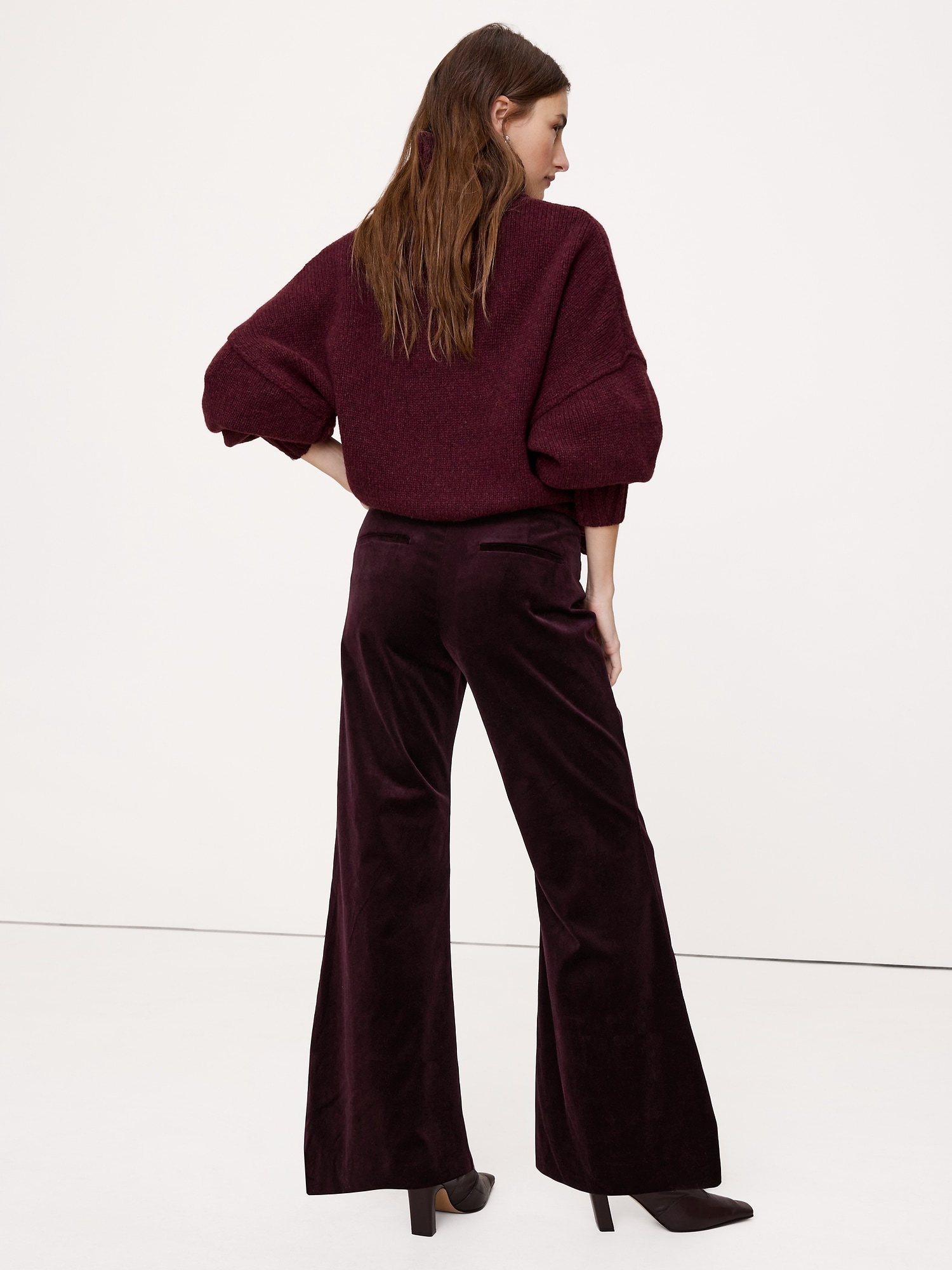 Image number 2 showing, Mid-Rise Flare Velvet Pant