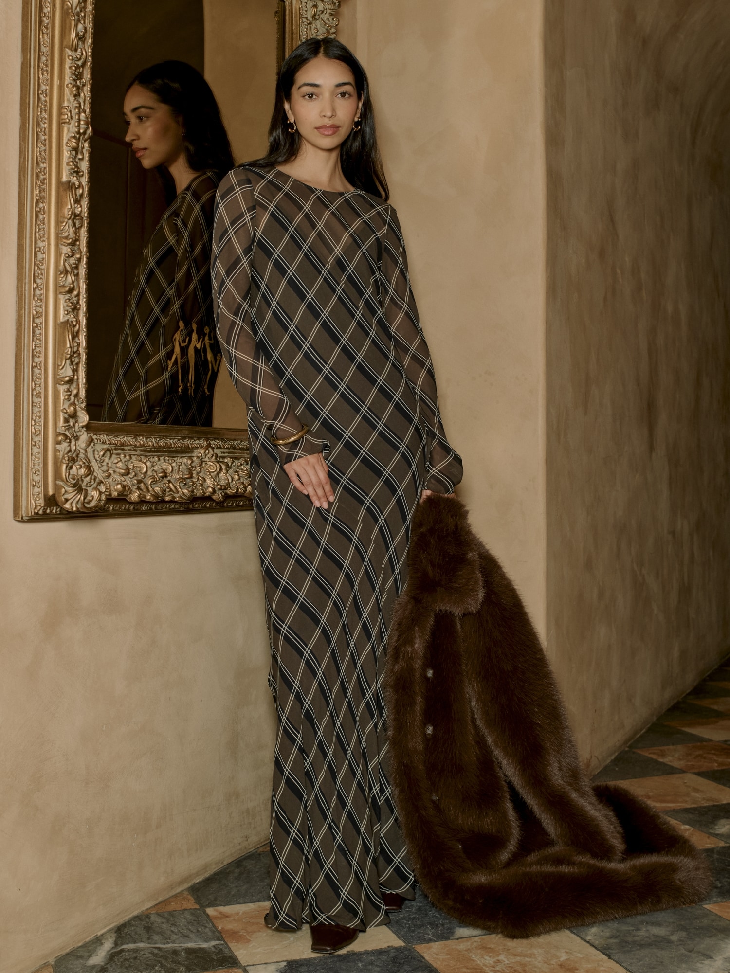 Bias-Cut Chiffon Maxi Dress