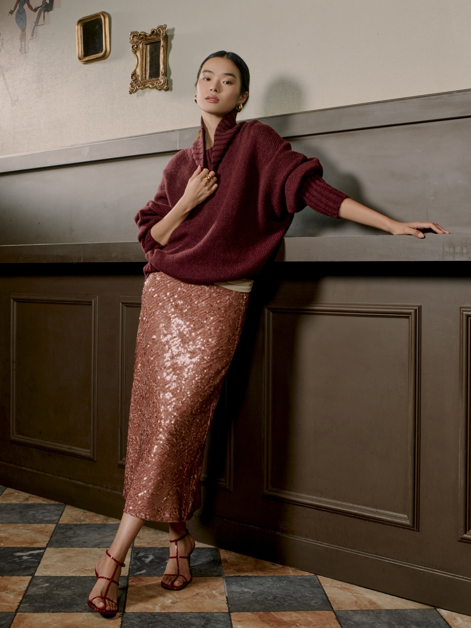 Image number 6 showing, Bias-Cut Sequin Maxi Skirt