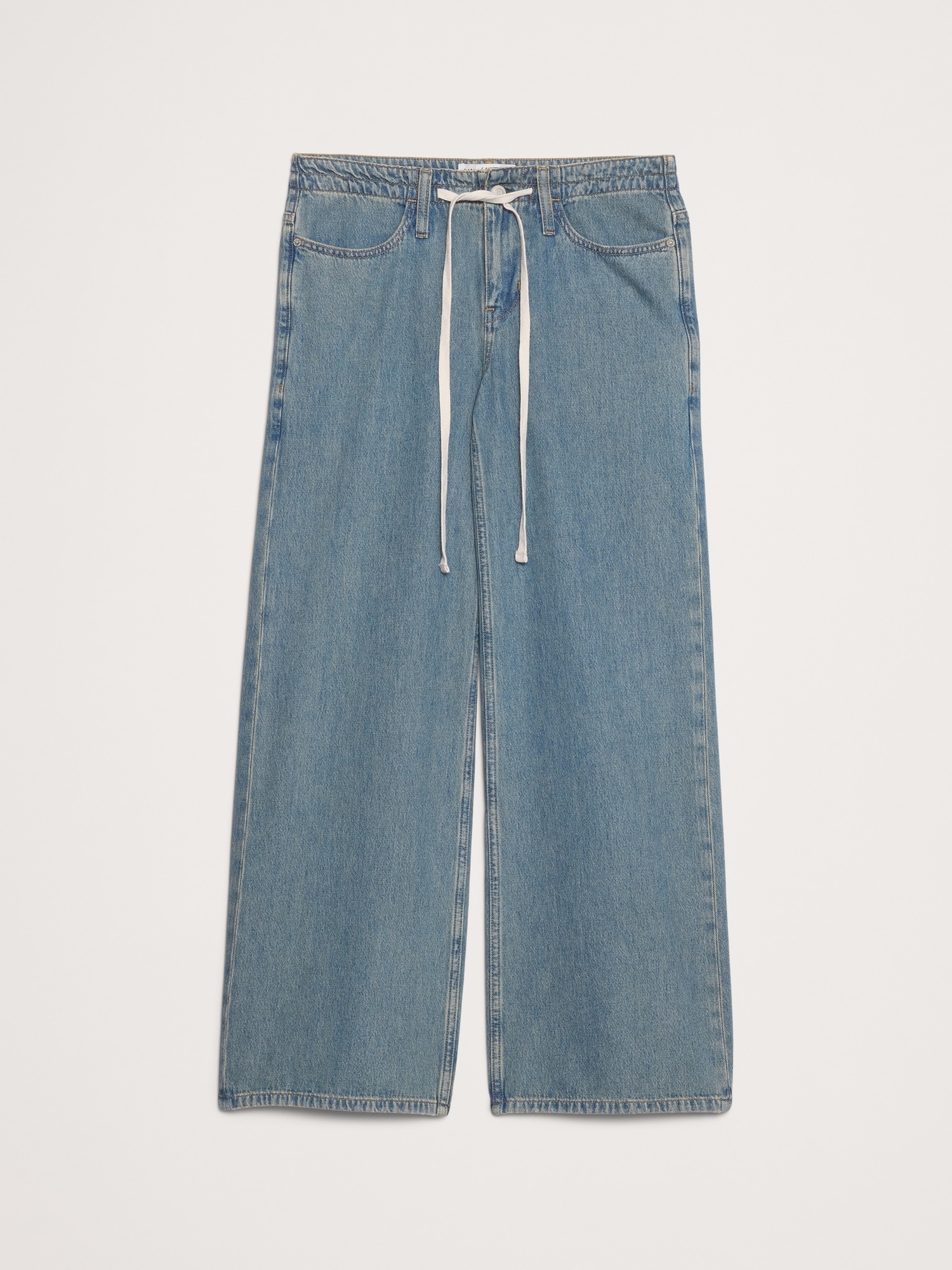 Image number 5 showing, Mid-Rise Wide-Leg Drawstring Jean