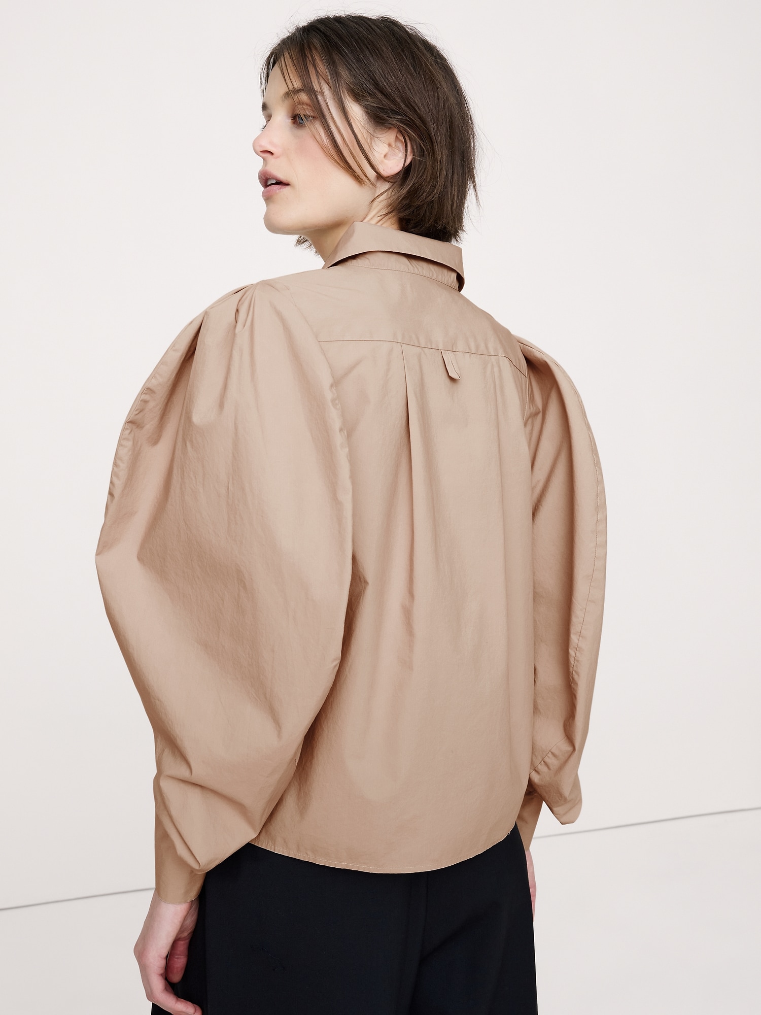 Image number 2 showing, Cotton Poplin Volume-Sleeve Shirt