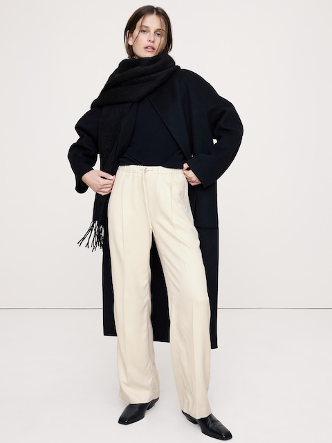 PANTALON DRAPÉ À TAILLE HAUTE EXTENSIBLE ET JAMBE LARGE EN TENCEL™